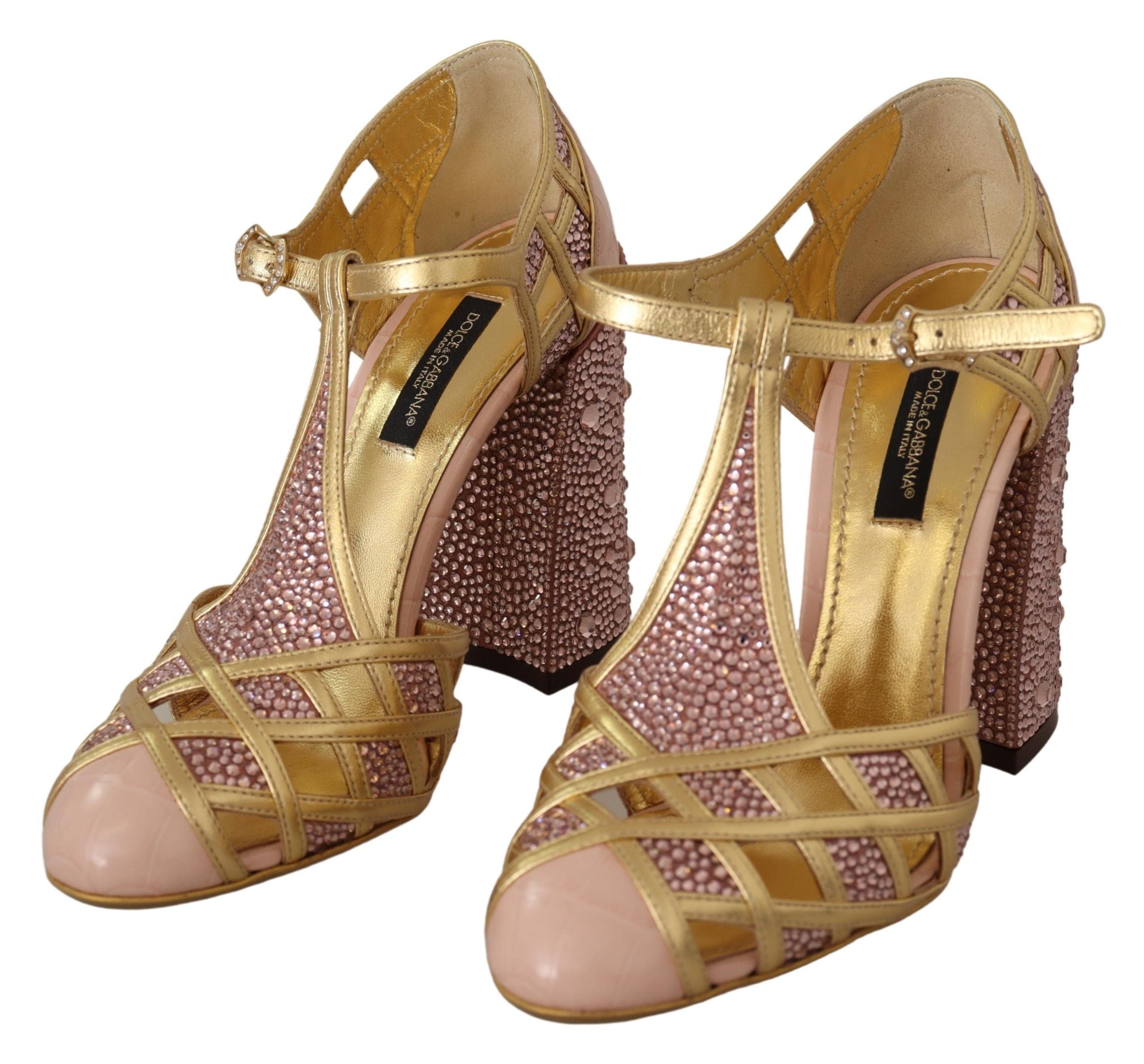 Pumps Dolce & Gabbana T-strap rose doré
