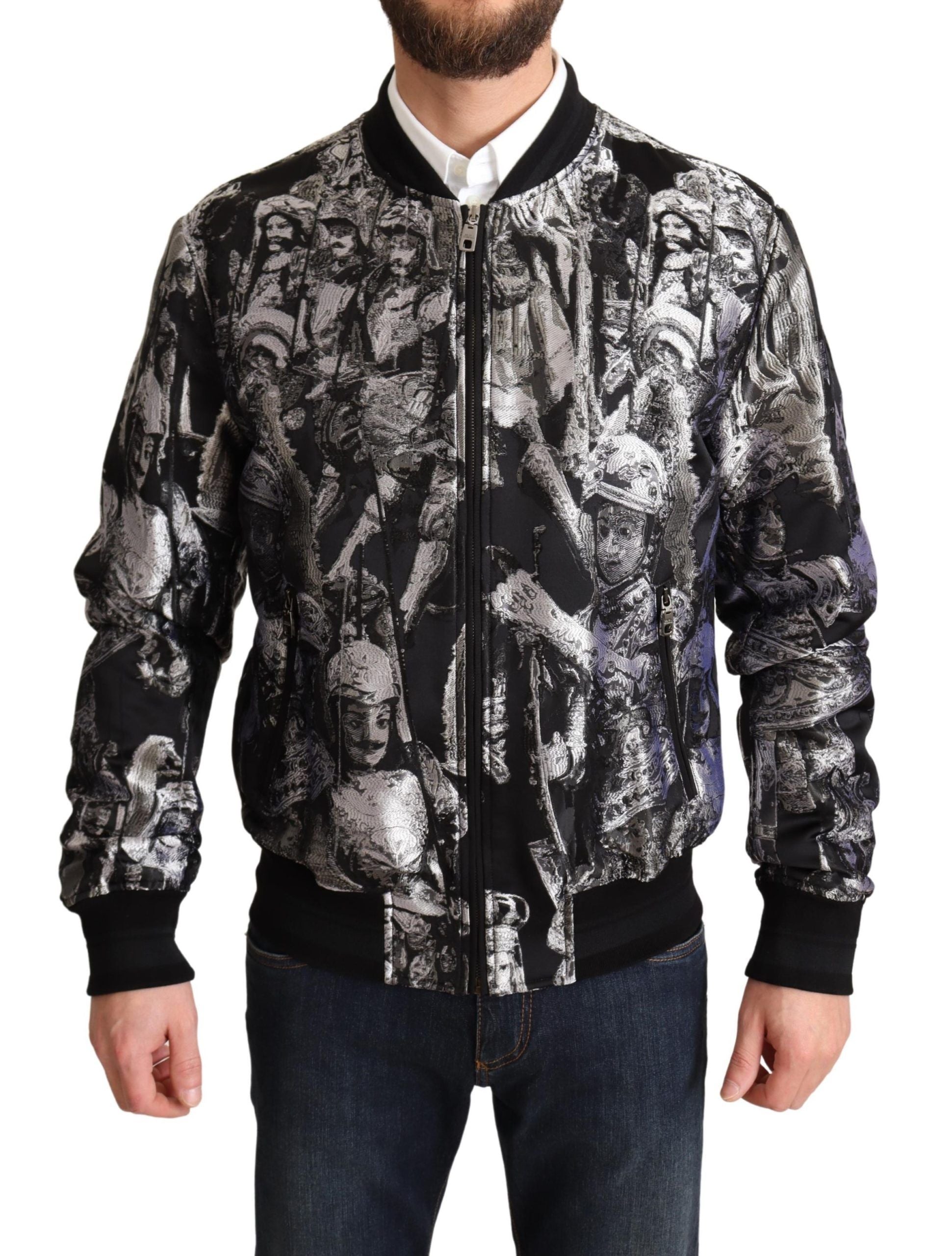 Veste Dolce & Gabbana bomber noire et argent