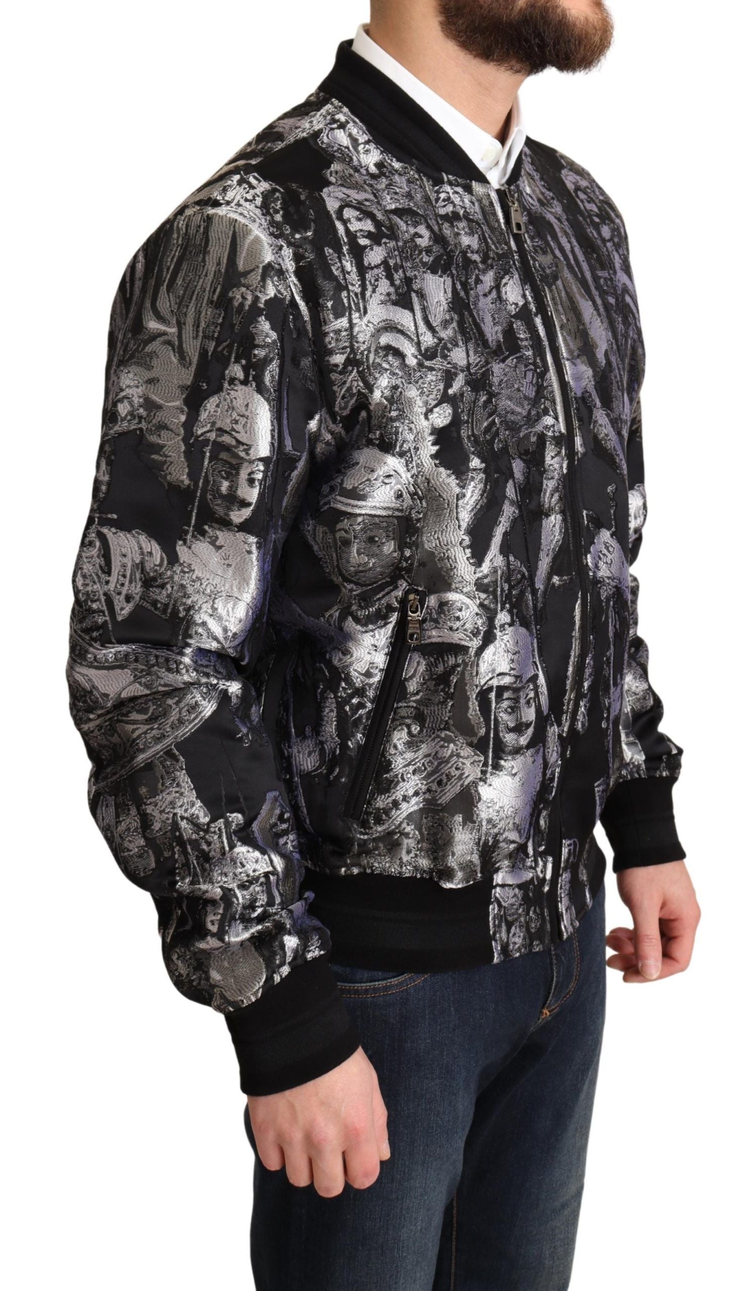 Veste Dolce & Gabbana bomber noire et argent