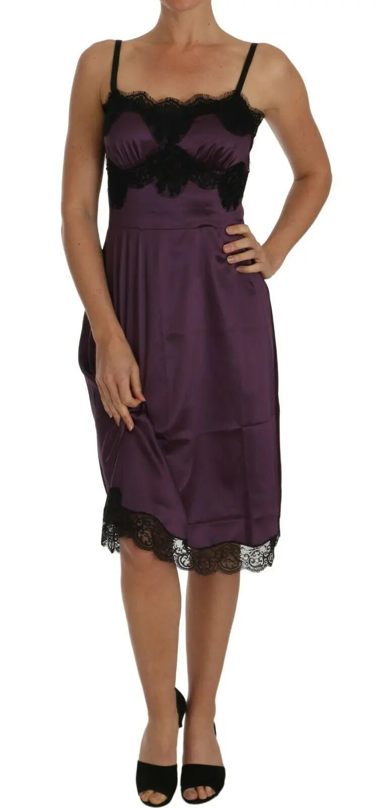 Robe Dolce & Gabbana A-line violet et noir Dolce & Gabbana