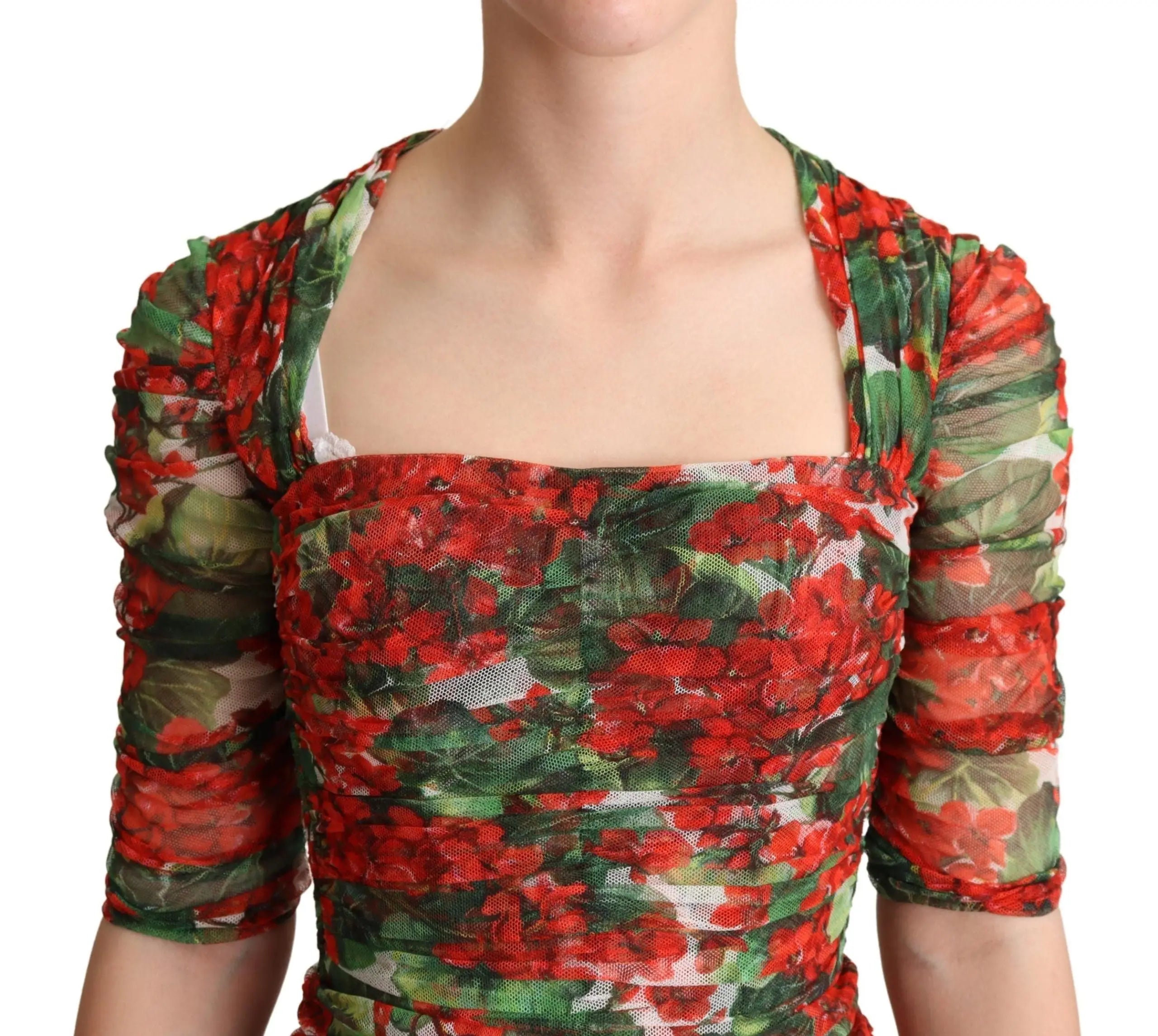 Robe midi Dolce & Gabbana rouge floral Dolce & Gabbana