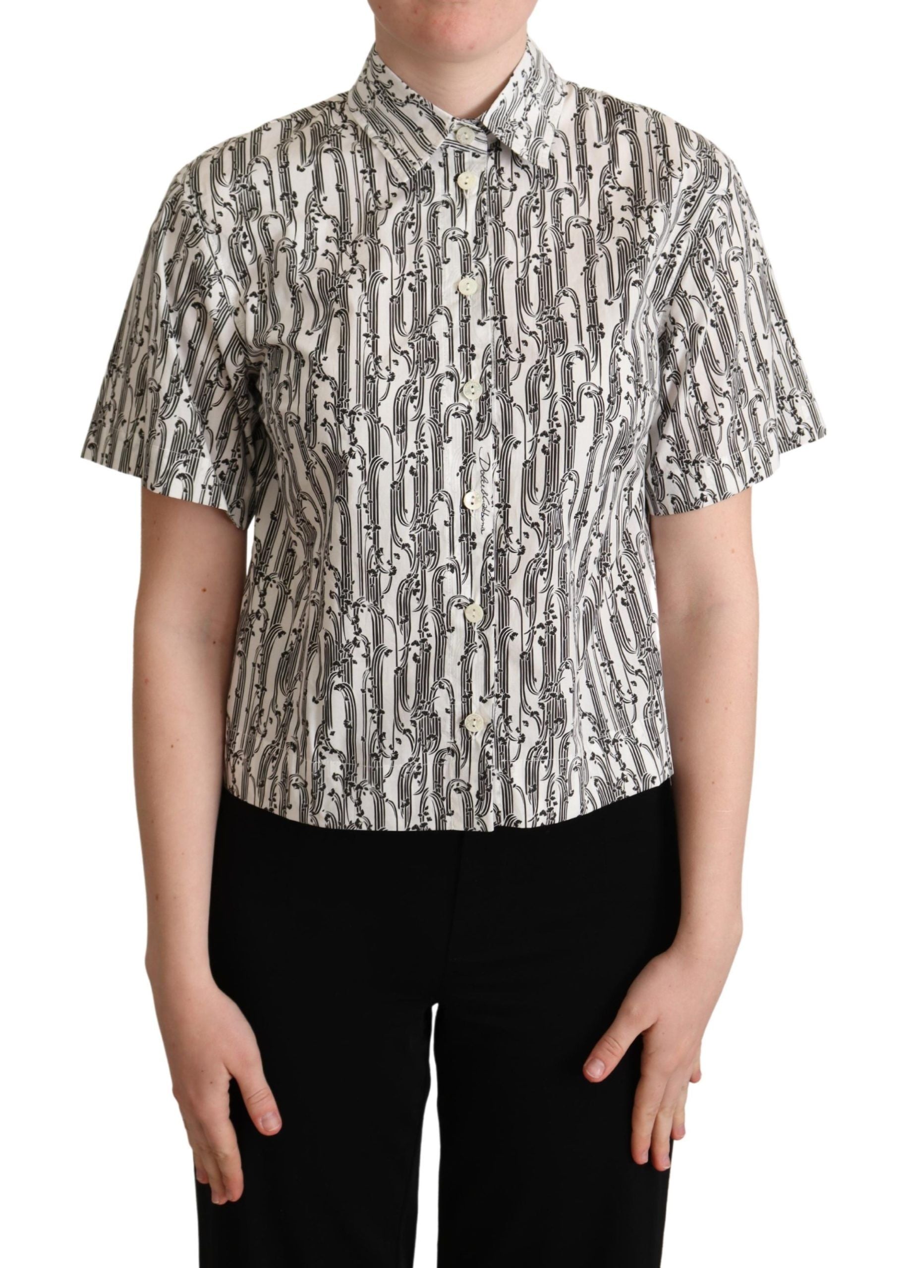 Blouse Dolce & Gabbana col floral noire et blanche