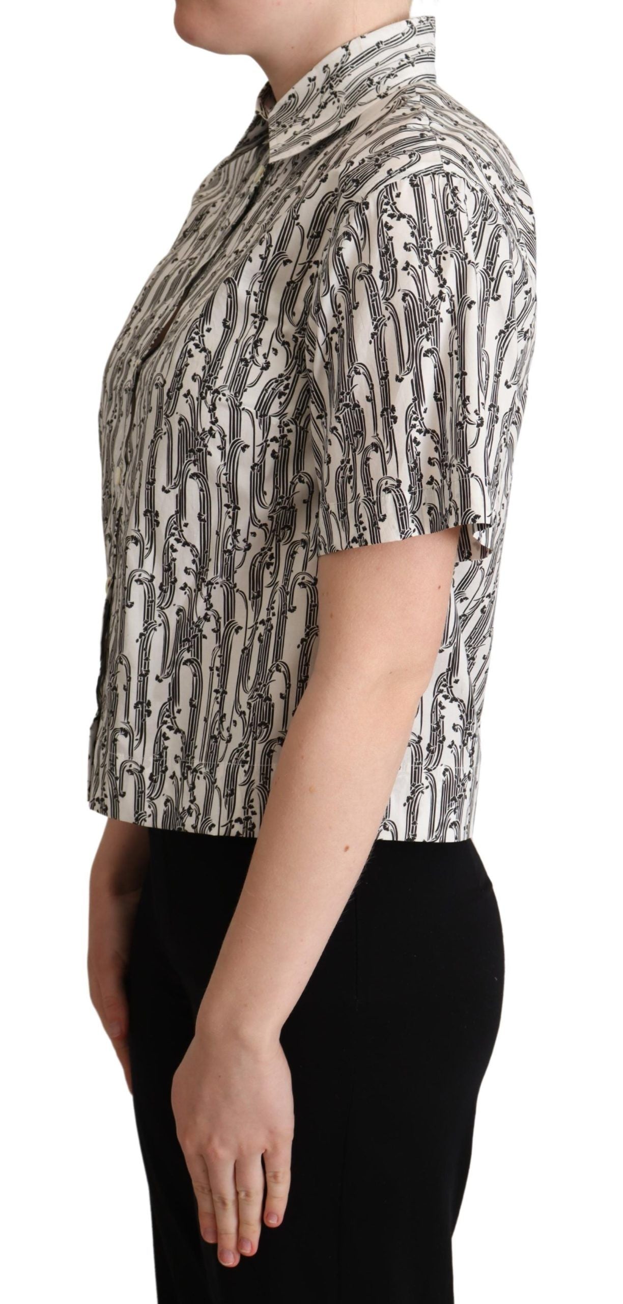 Blouse Dolce & Gabbana col floral noire et blanche