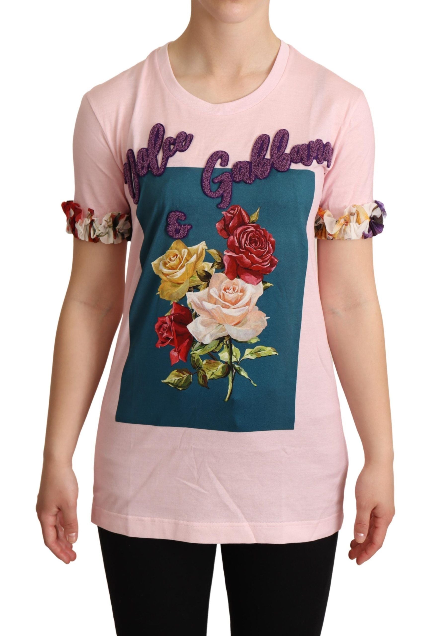 T-shirt Dolce & Gabbana roses multicolores pink