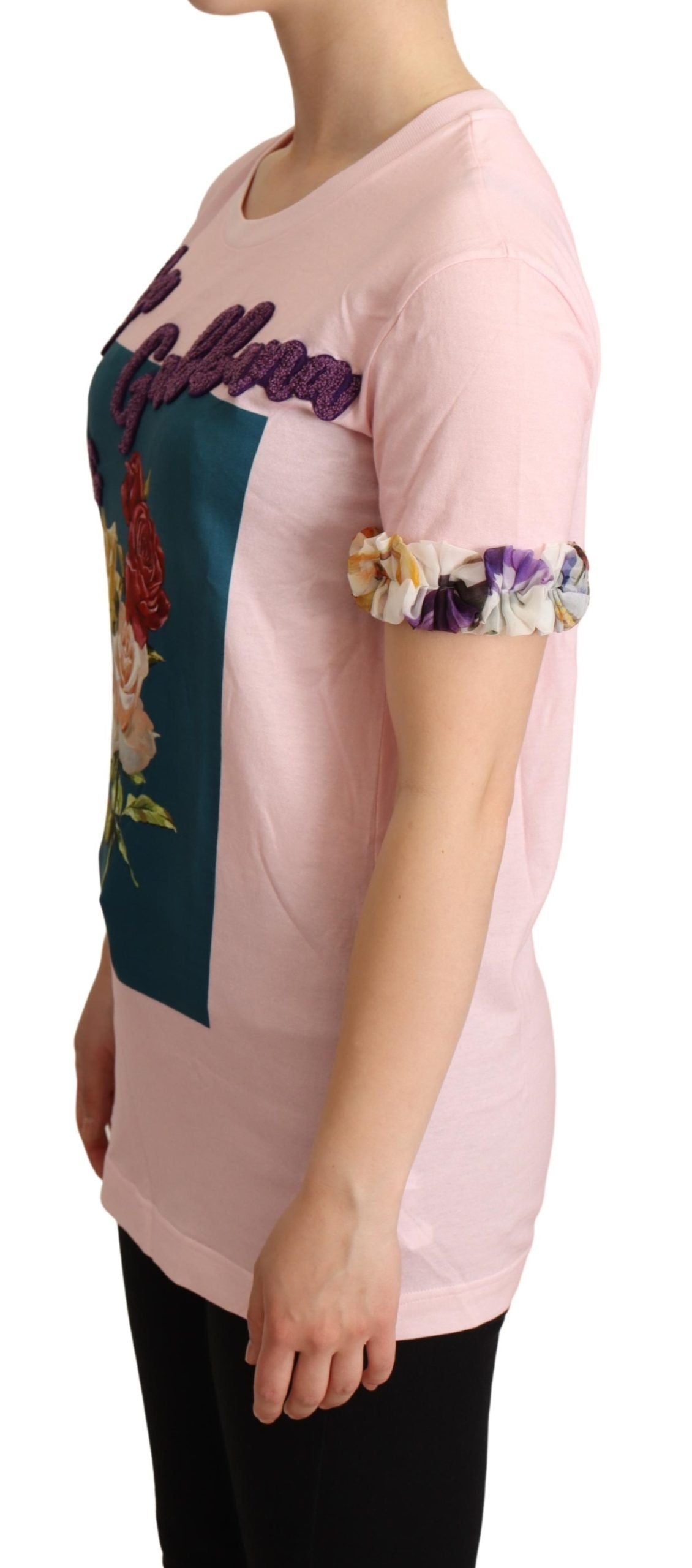 T-shirt Dolce & Gabbana roses multicolores pink