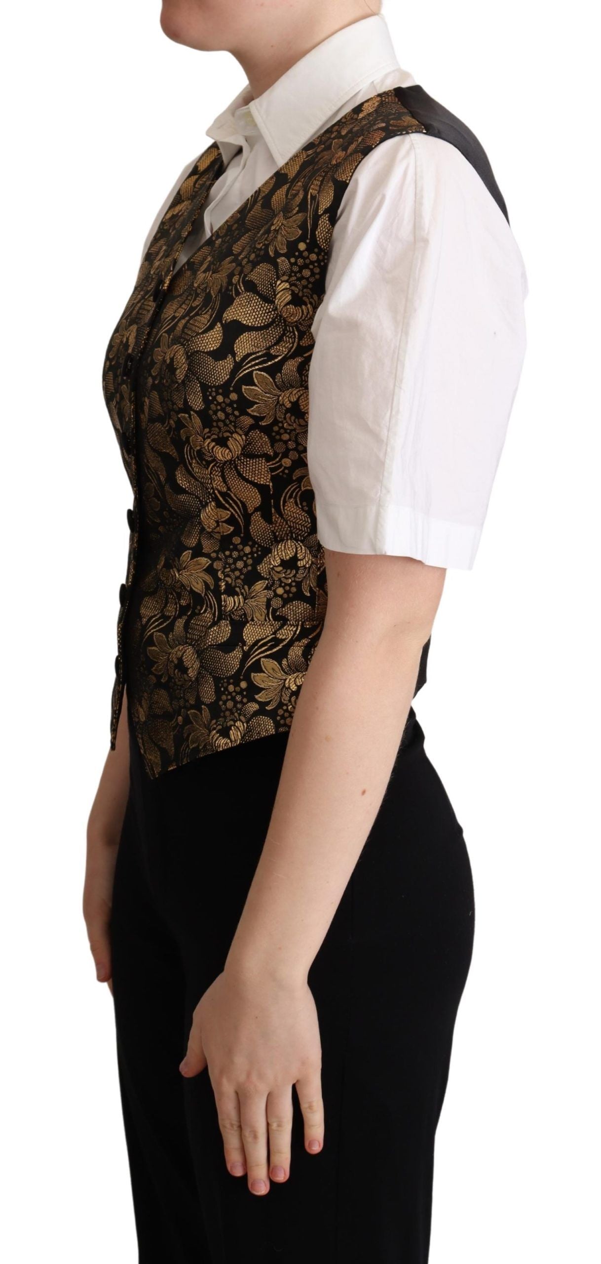 Gilet Dolce & Gabbana jacquard noir et or