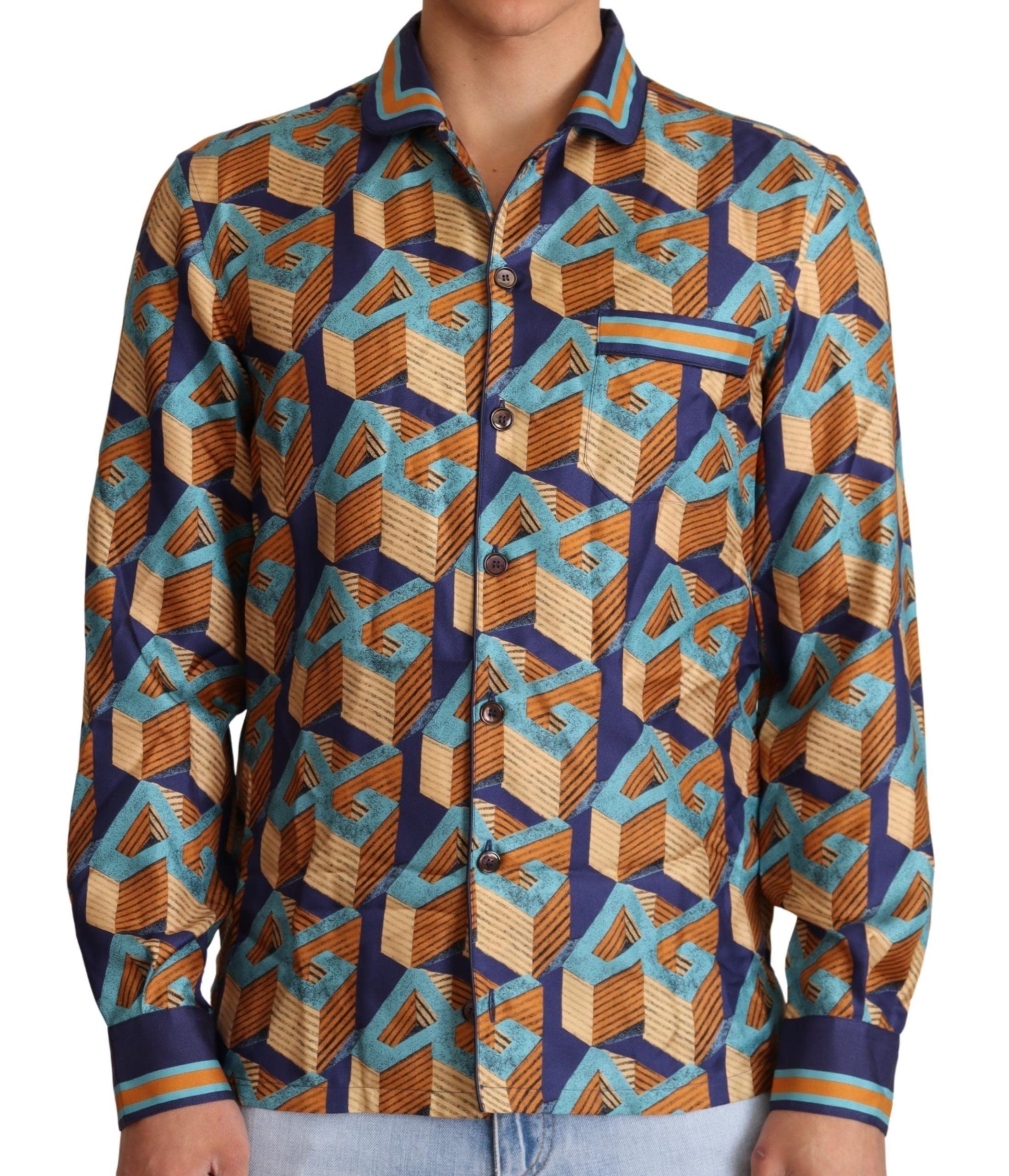 Chemise Dolce & Gabbana multicolore bleue et dorée