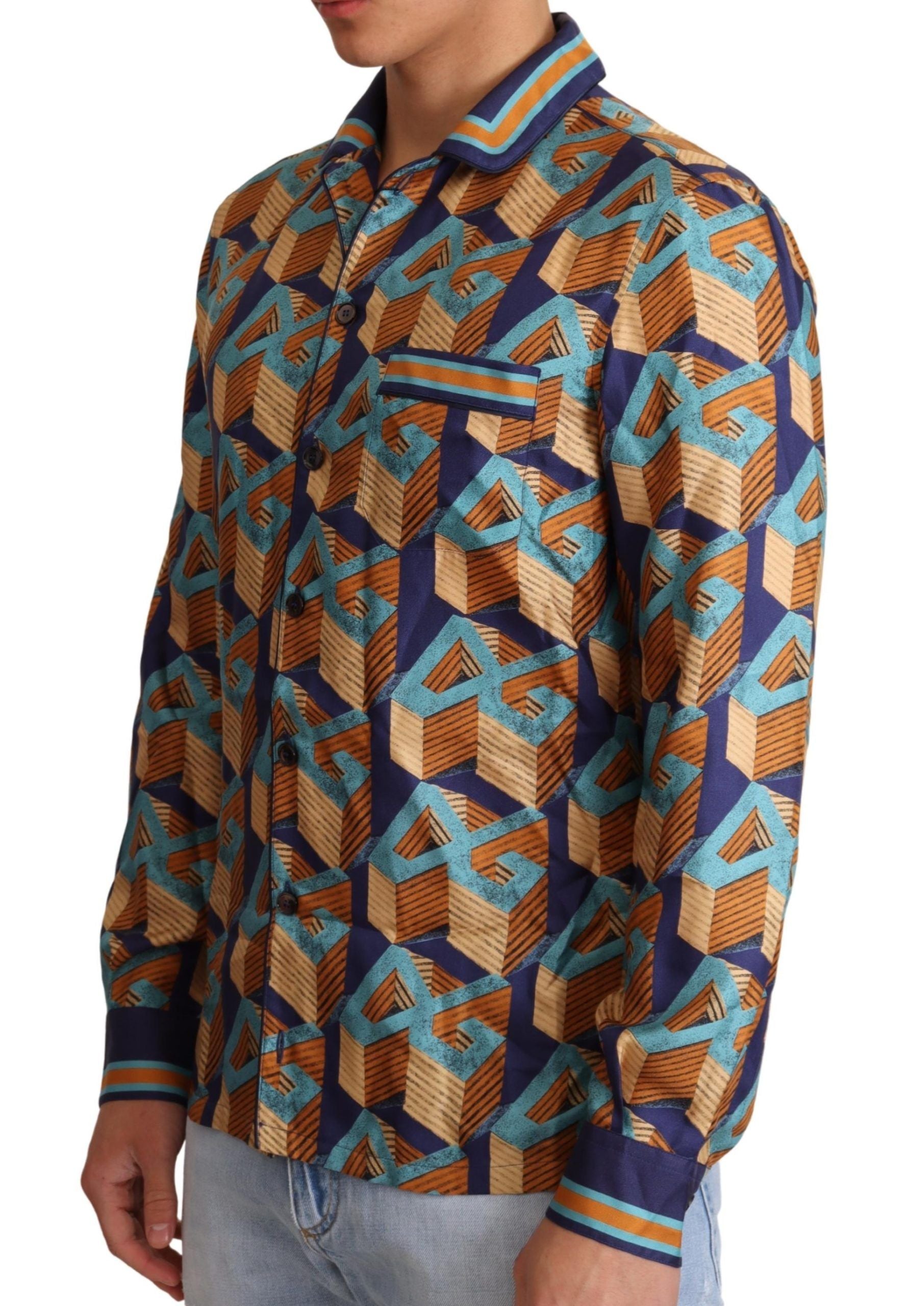 Chemise Dolce & Gabbana multicolore bleue et dorée