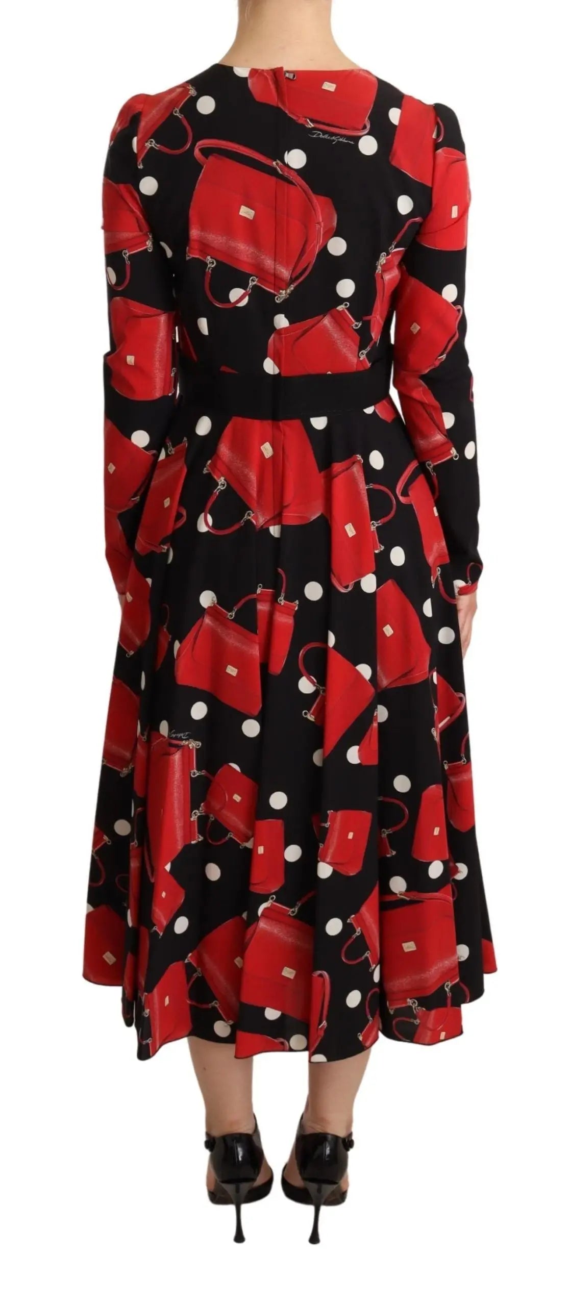 Robe midi Dolce & Gabbana imprimé sac Sicile noire et rouge Dolce & Gabbana