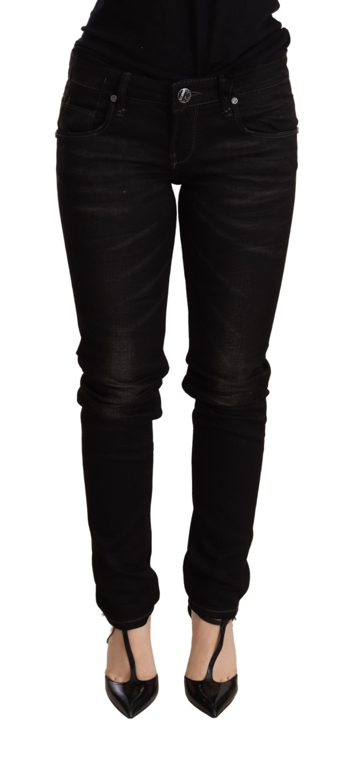 Pantalon ACHT skinny noir délavé
