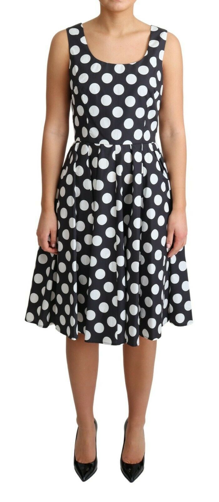 Robe Dolce & Gabbana A-line noire avec pois blancs Dolce & Gabbana
