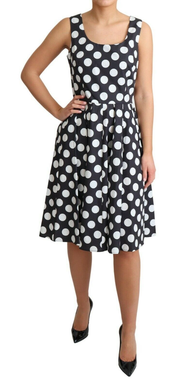 Robe Dolce & Gabbana A-line noire avec pois blancs Dolce & Gabbana