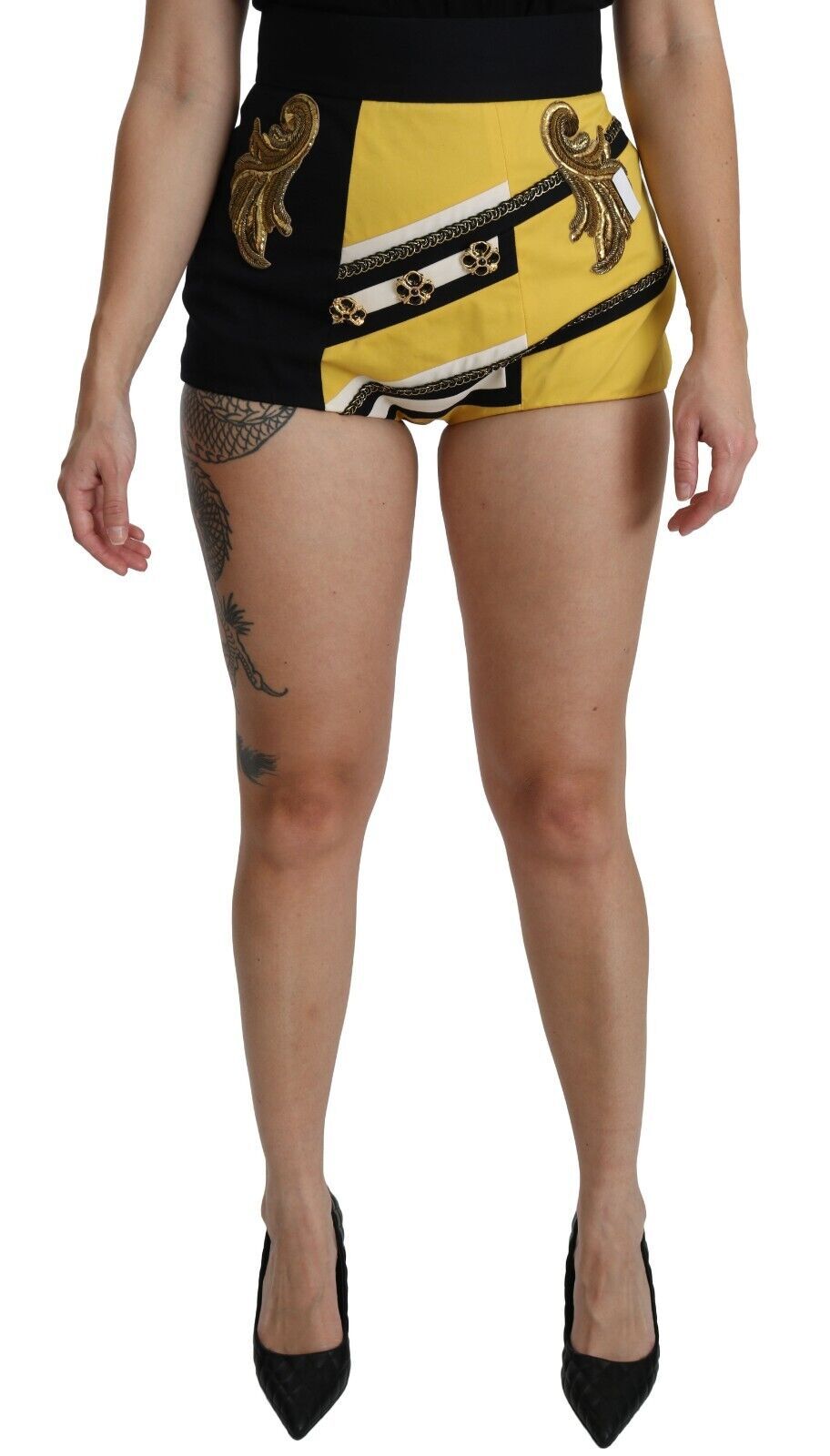 Shorts Dolce & Gabbana haute taille jaunes et noirs