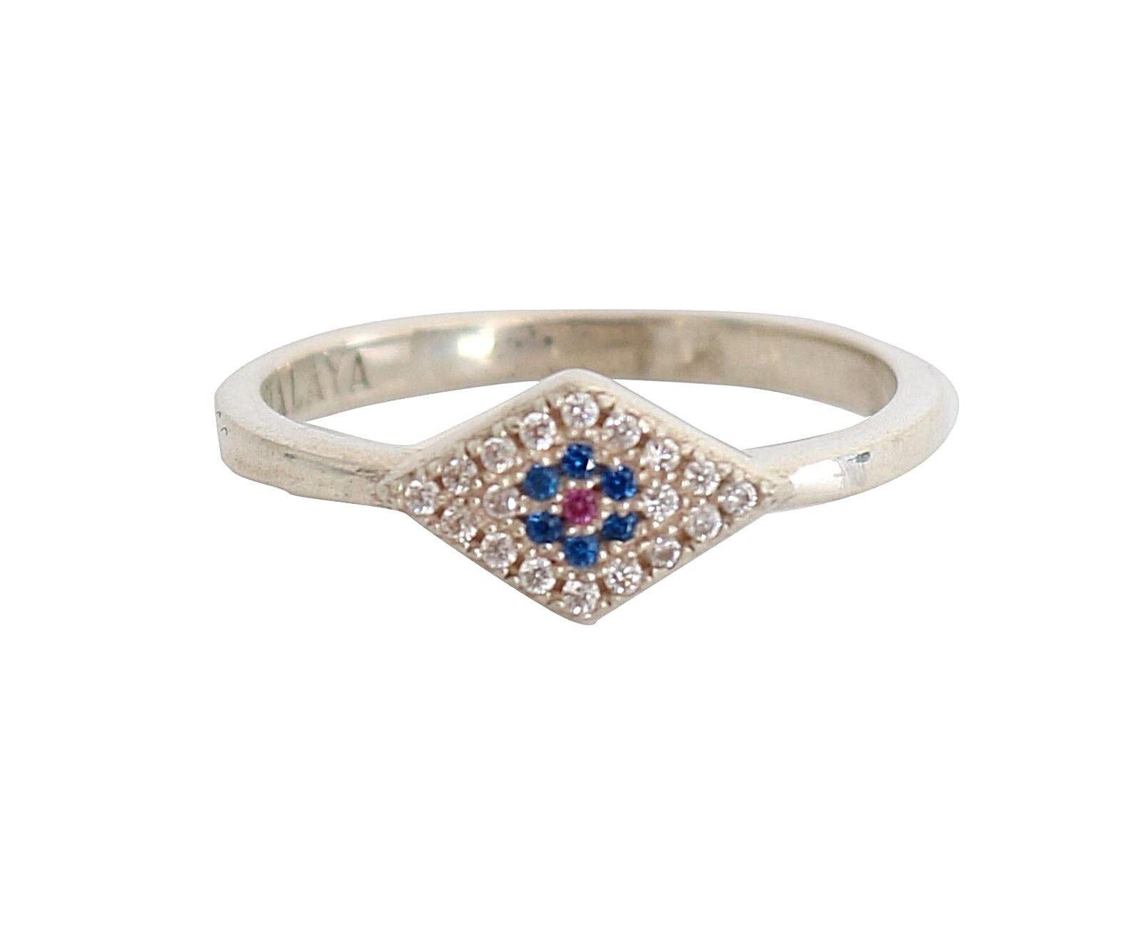 Bague Nialaya bleu rouge argentée
