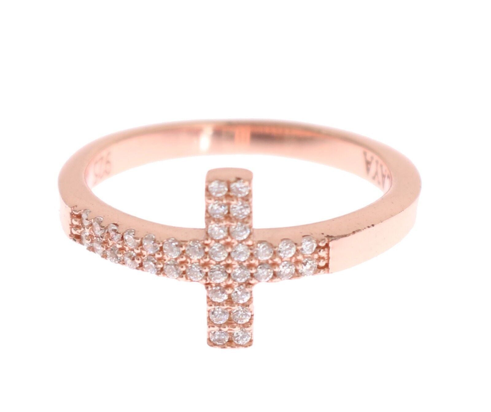 Bague Nialaya croix argentée rose