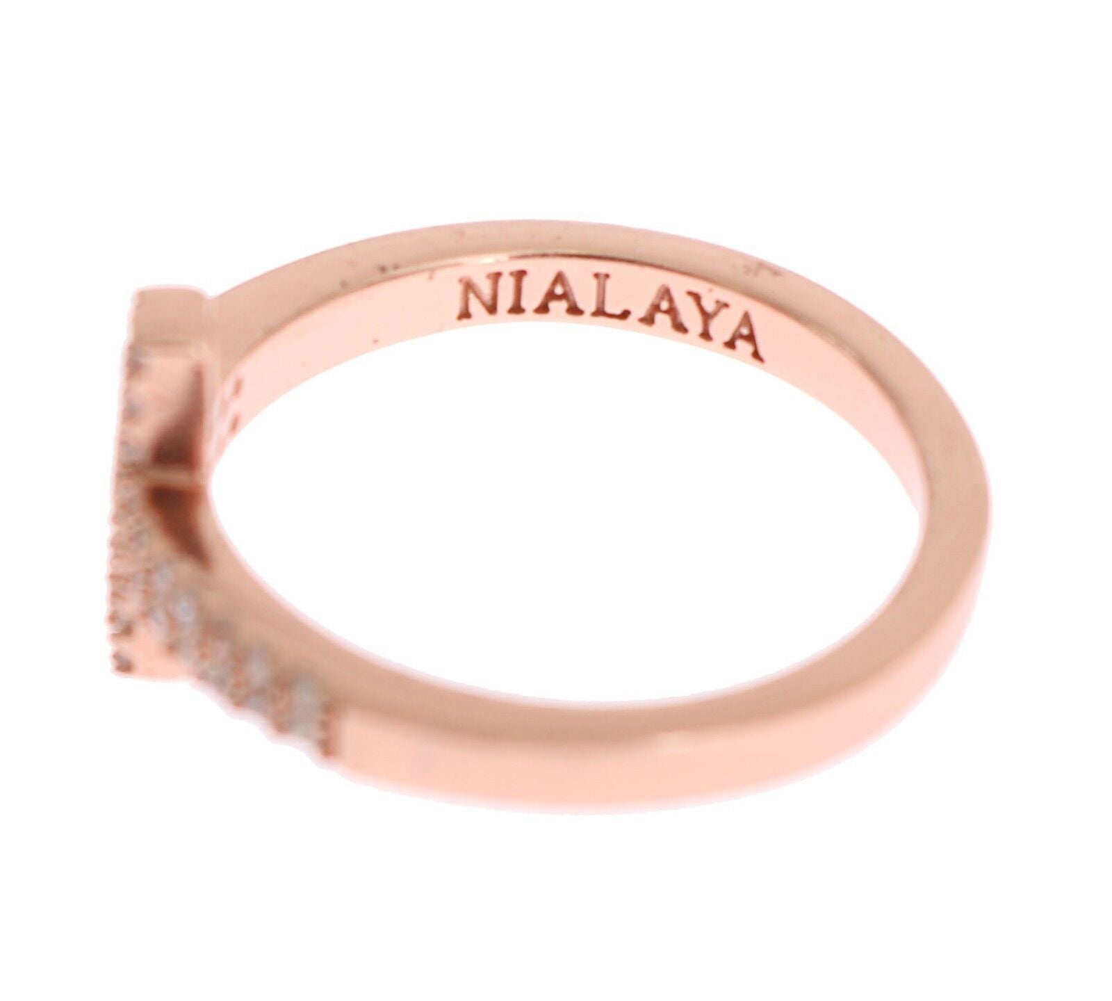 Bague Nialaya croix argentée rose
