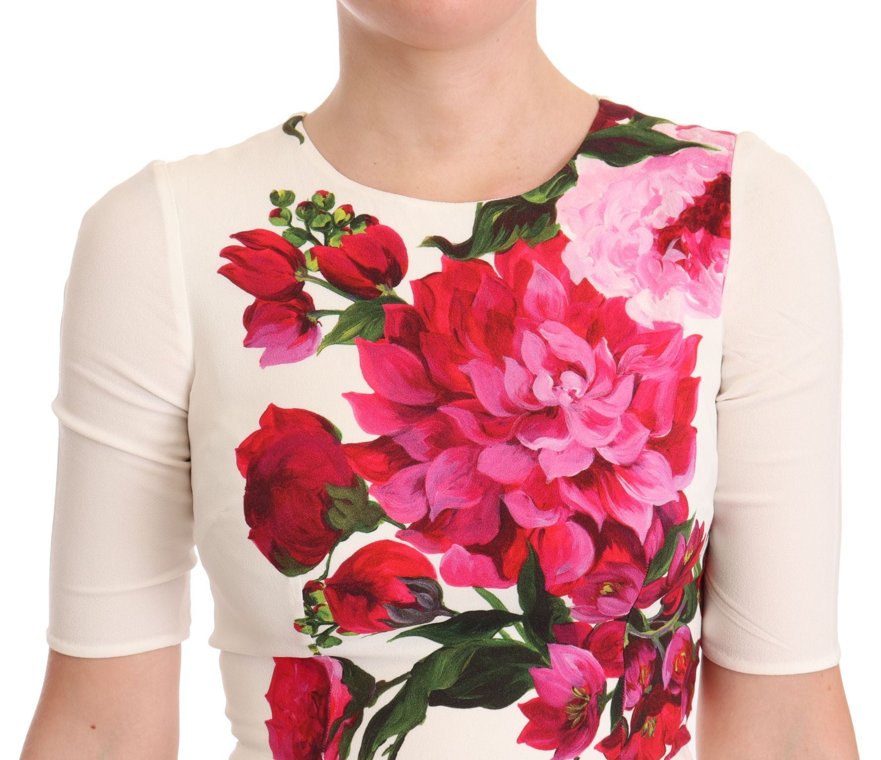 Robe Dolce & Gabbana midi blanche fleuri Dolce & Gabbana