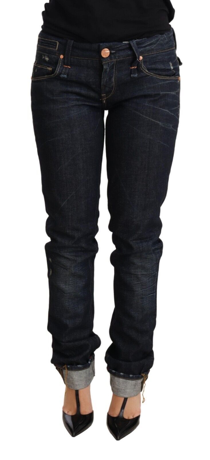 Pantalon ACHT Low Waist skinny bleu foncé