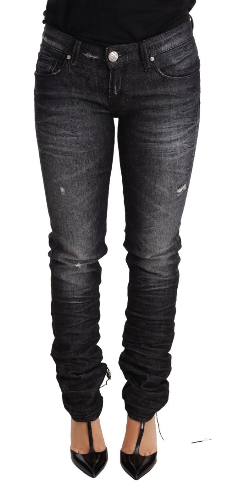 Pantalon ACHT Skinny Denim noir washed