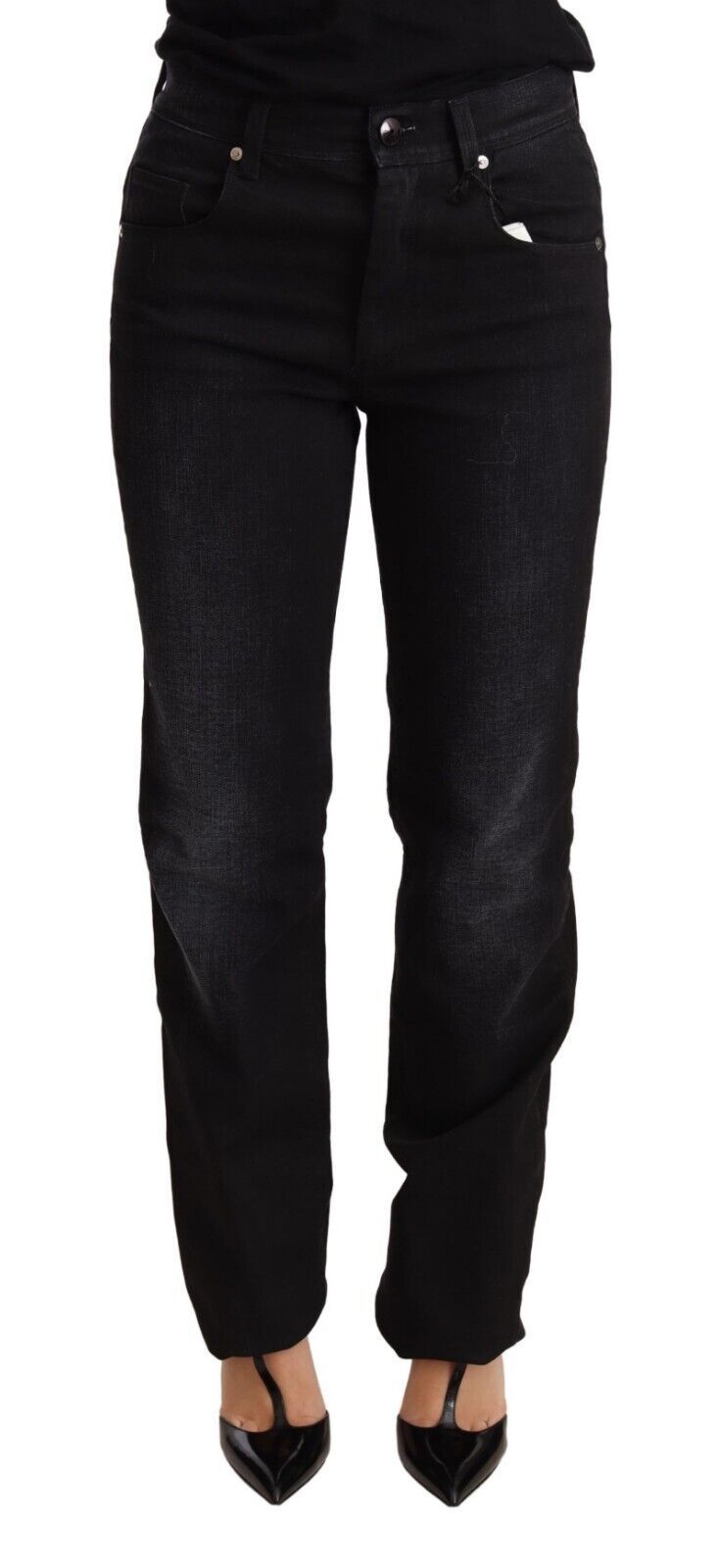 Pantalon en denim Ermanno Scervino noir vieilli