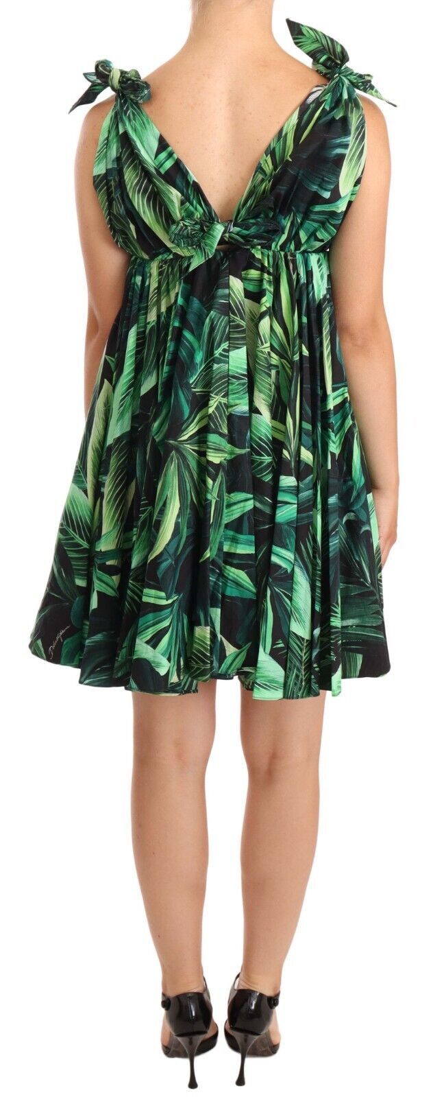 Robe Dolce & Gabbana flared imprimé feuilles vertes Dolce & Gabbana