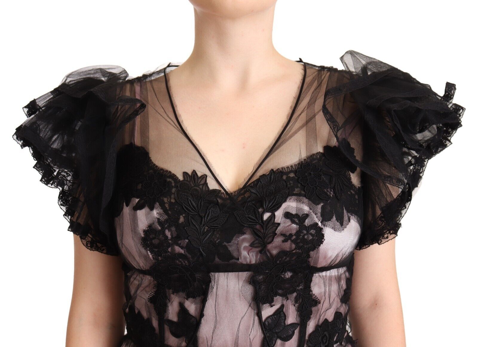 Robe DOLCE & GABBANA A-line noire et rose Dolce & Gabbana