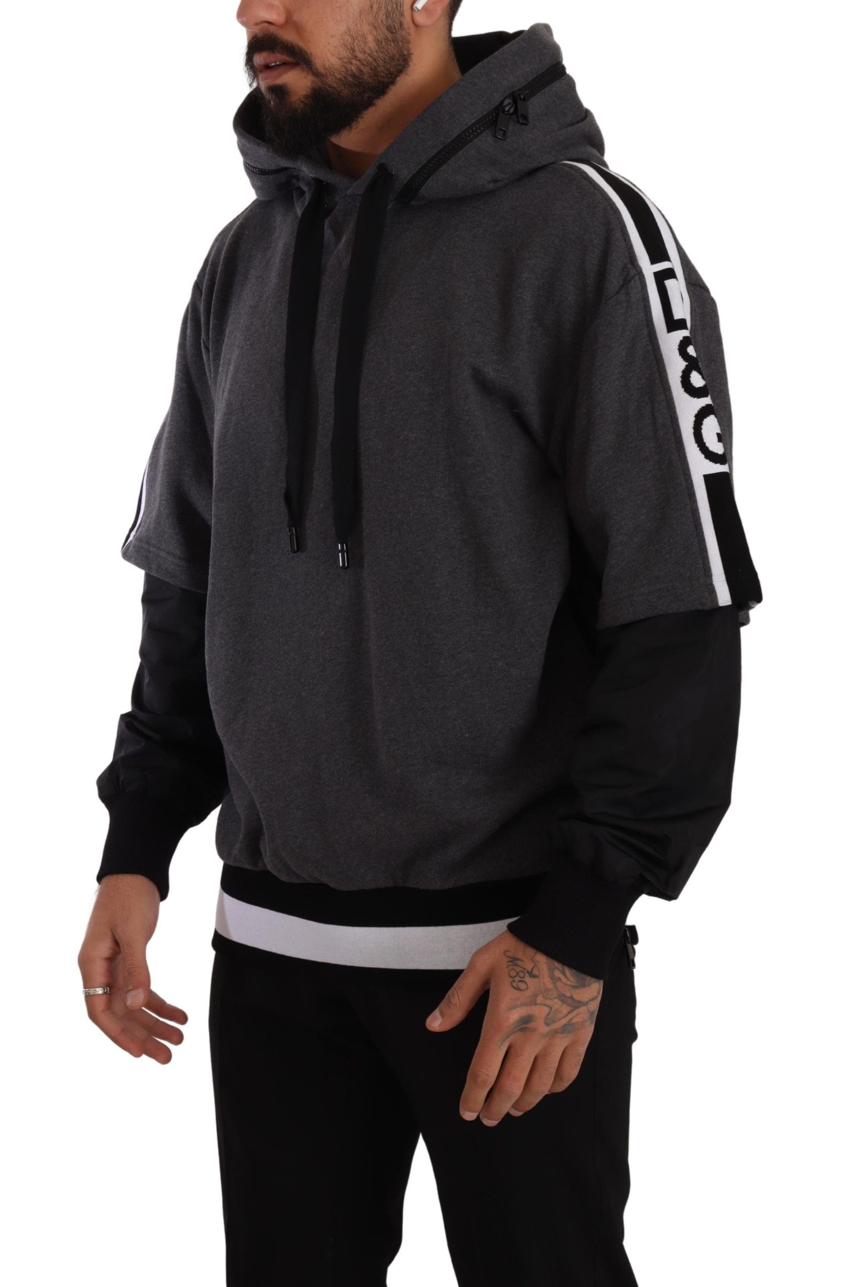 Sweat à capuche Dolce & Gabbana #DGMILLENNIALS gris et noir