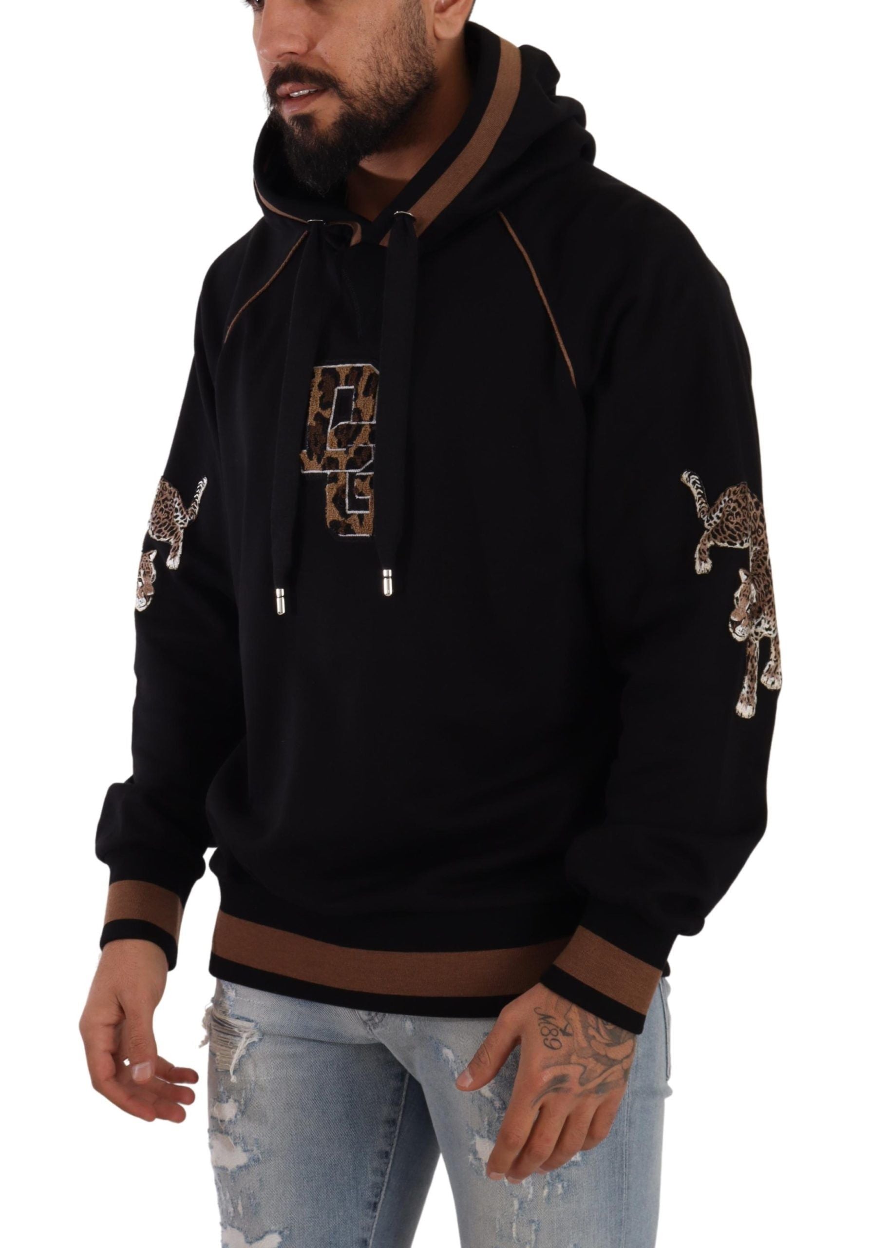 Sweat à capuche Dolce & Gabbana noir léopard