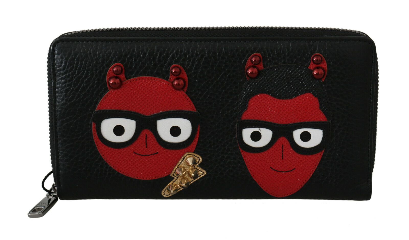 Portefeuille Dolce & Gabbana Zipper continental noir et rouge