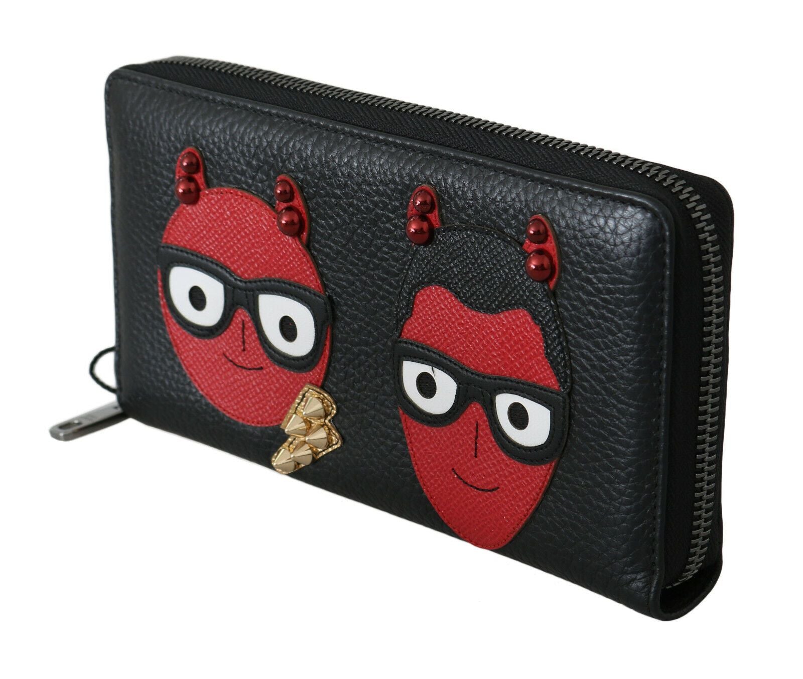 Portefeuille Dolce & Gabbana Zipper continental noir et rouge