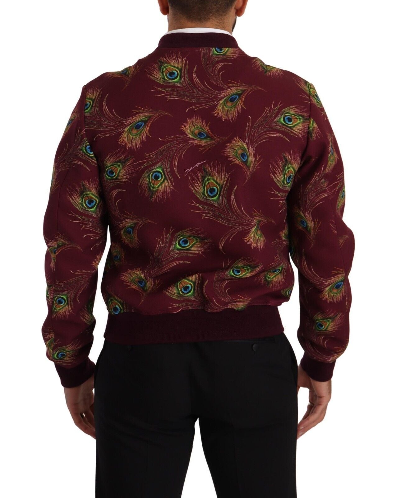 Veste Dolce & Gabbana bomber rouge imprimé paon