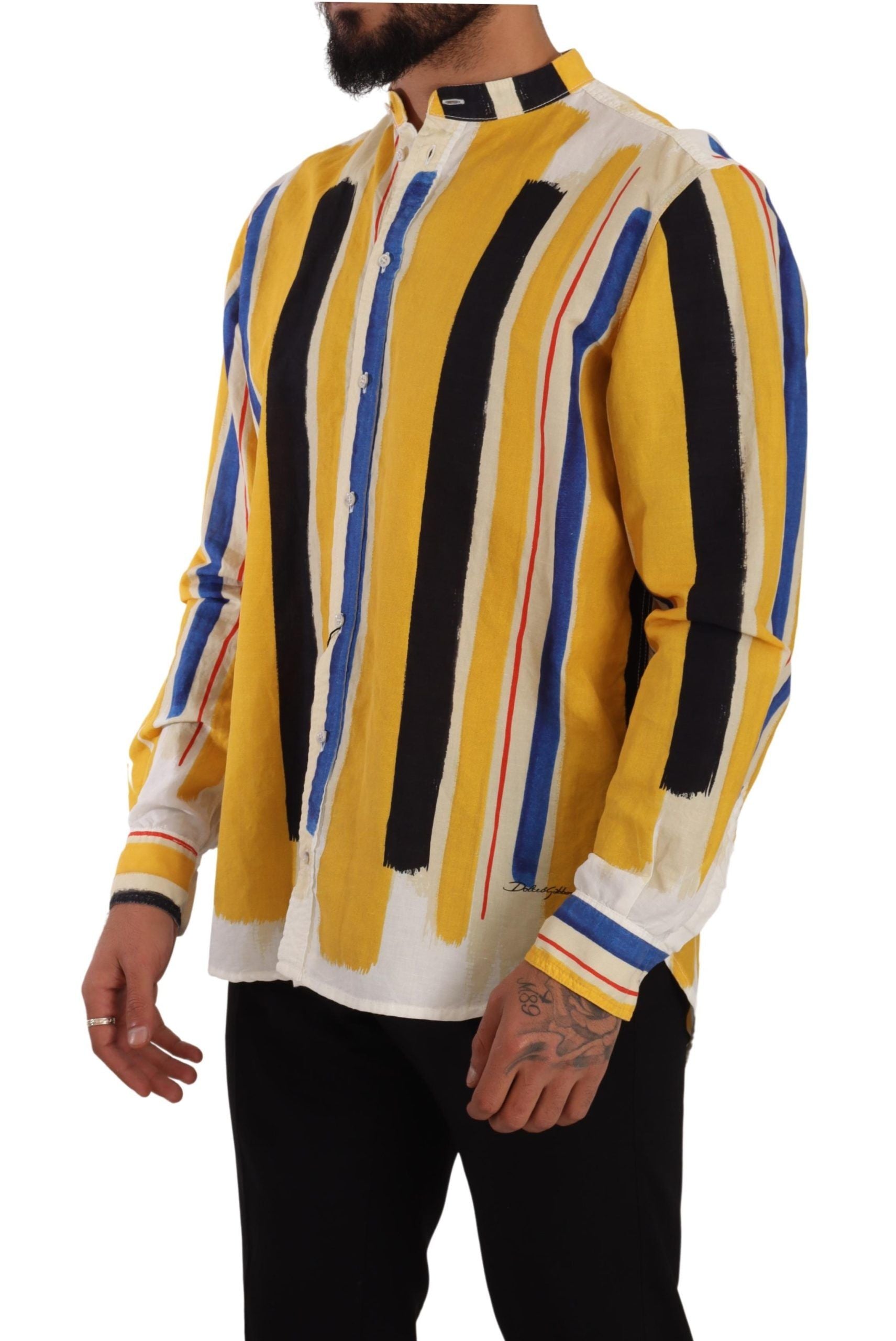 Chemise Dolce & Gabbana Henley rayée jaune