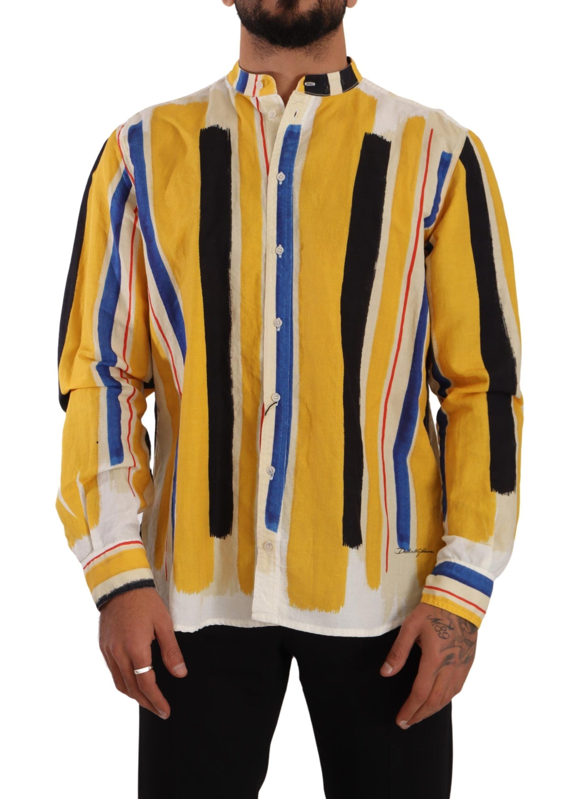 Chemise Dolce & Gabbana Henley rayée jaune