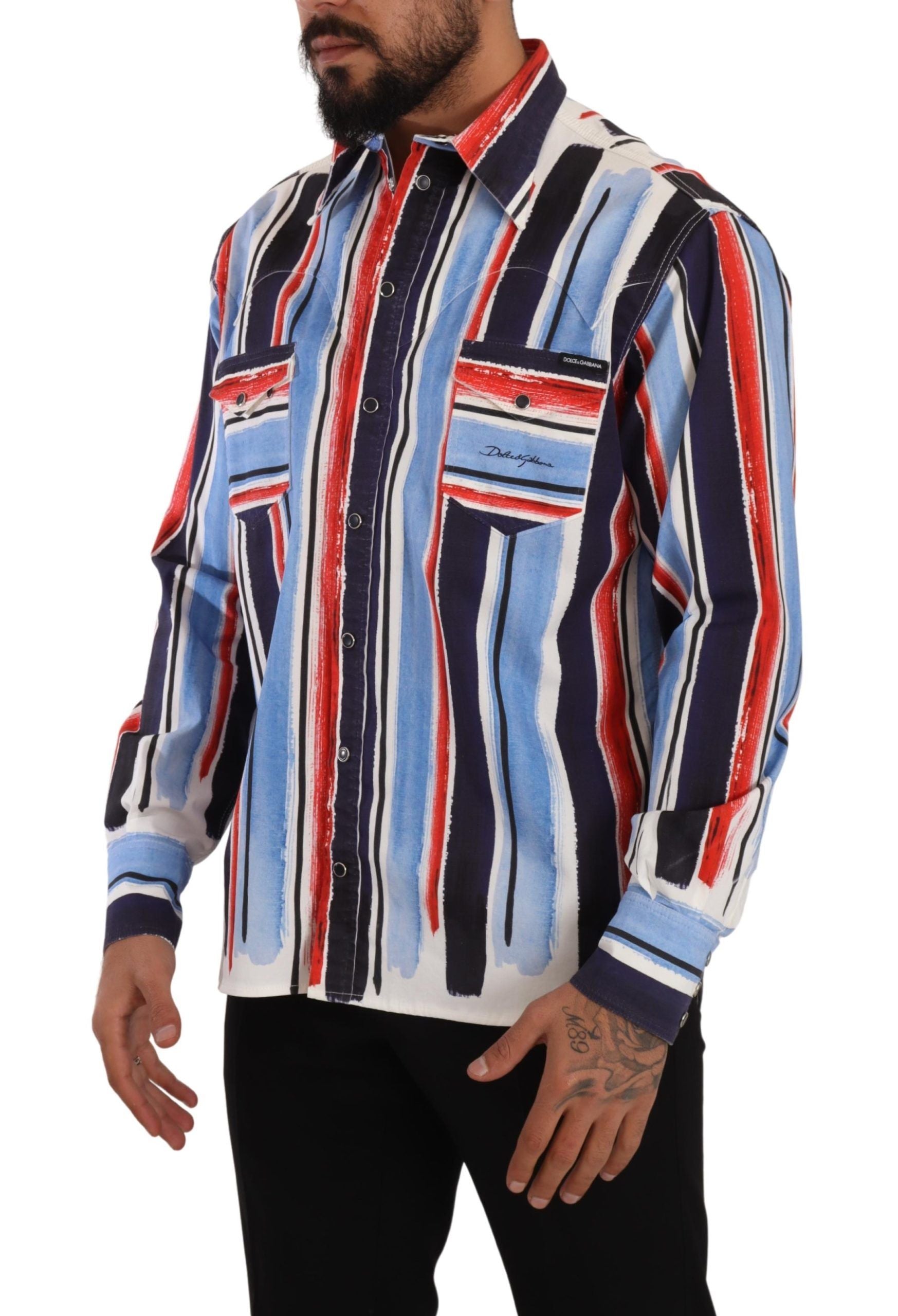 Chemise Dolce & Gabbana rayée bleue rouges