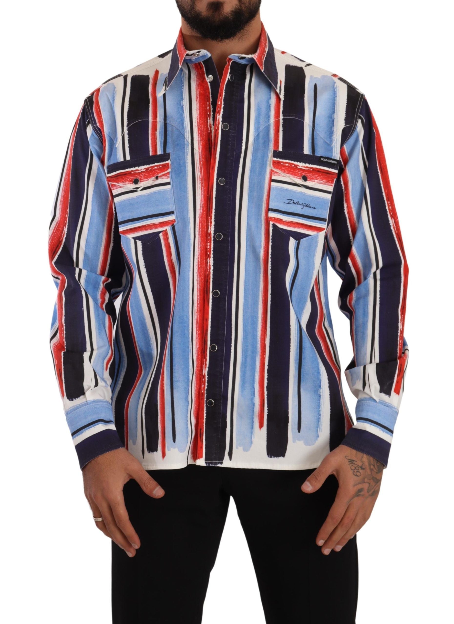 Chemise Dolce & Gabbana rayée bleue rouges