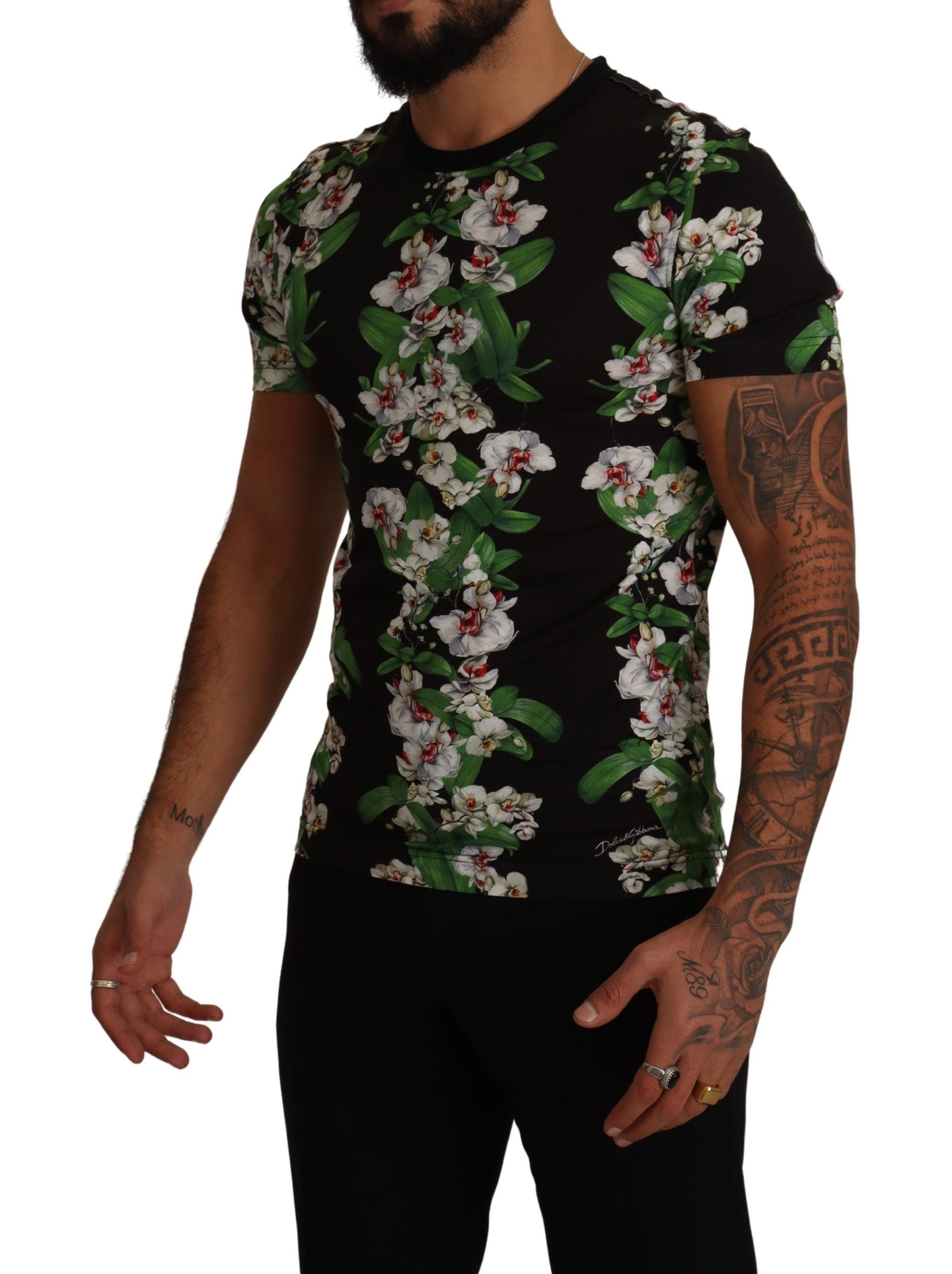 T-shirt Dolce & Gabbana noir fleuri