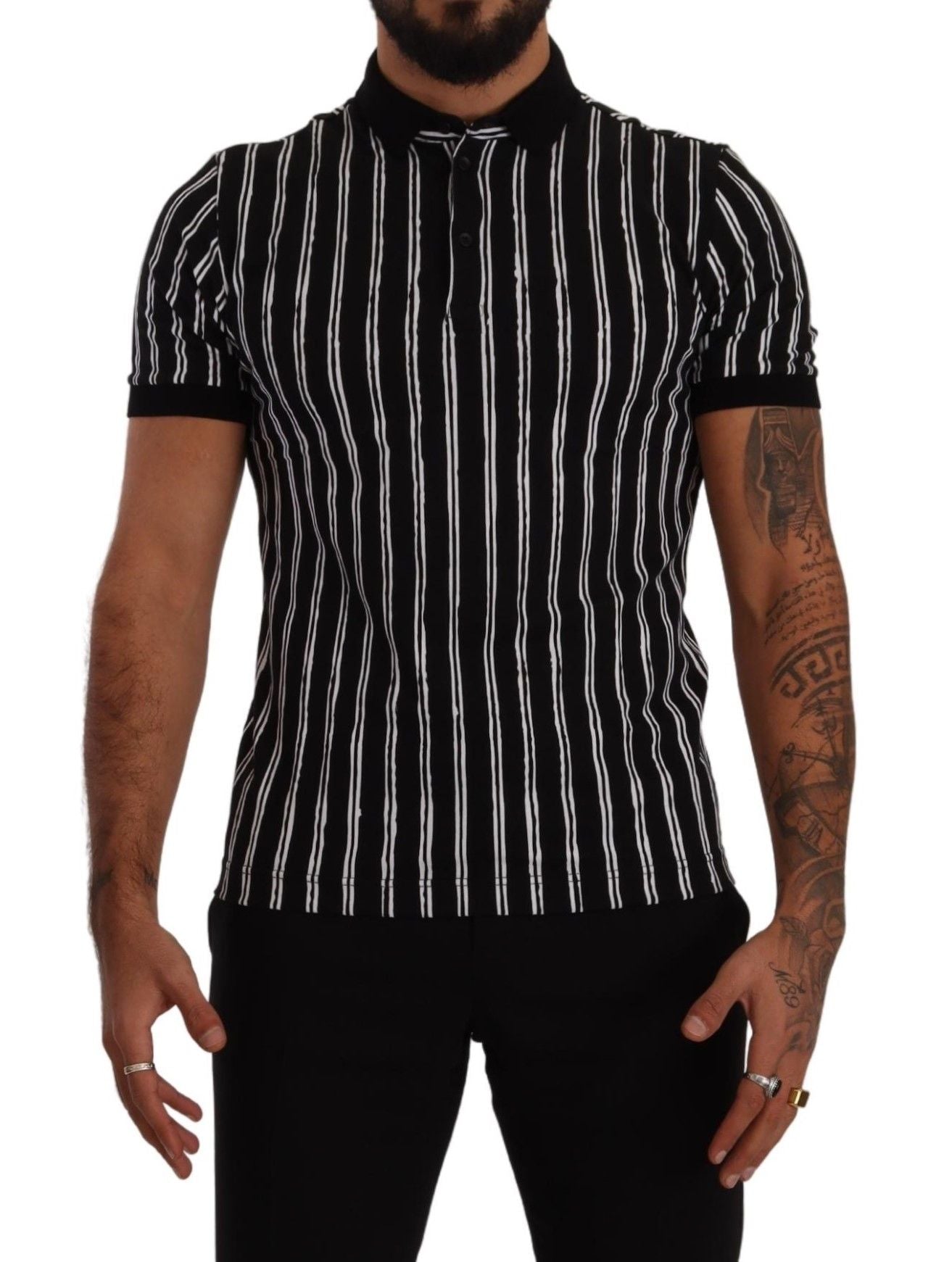 Polo Dolce & Gabbana rayé noir et blanc