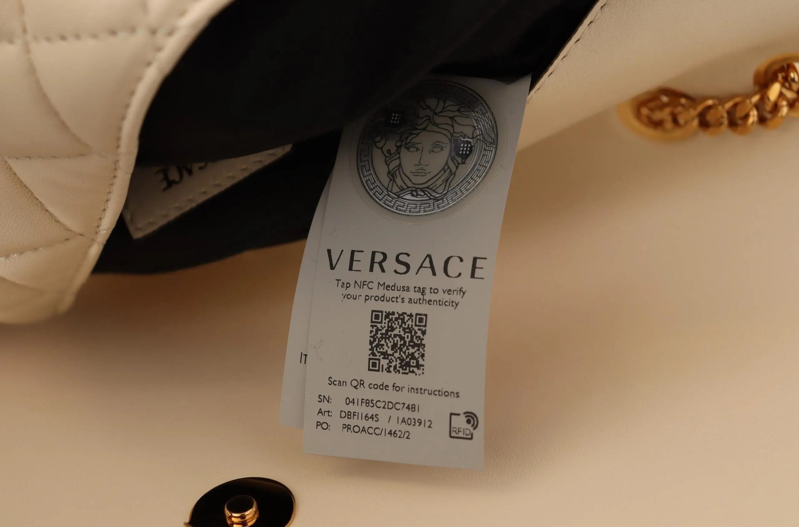 Sac porté épaule Versace doré blanc Versace