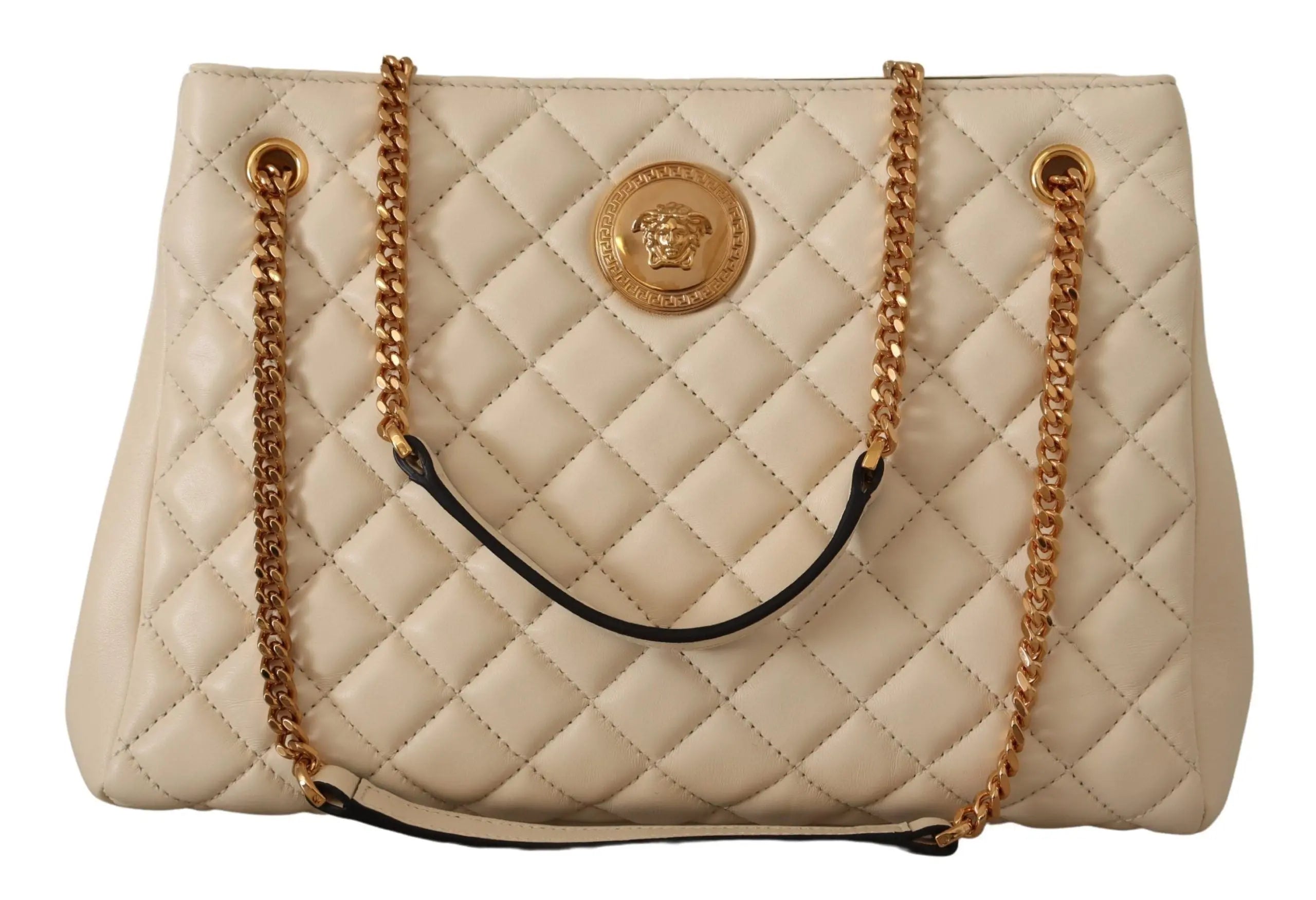 Sac cabas Versace en cuir blanc Versace