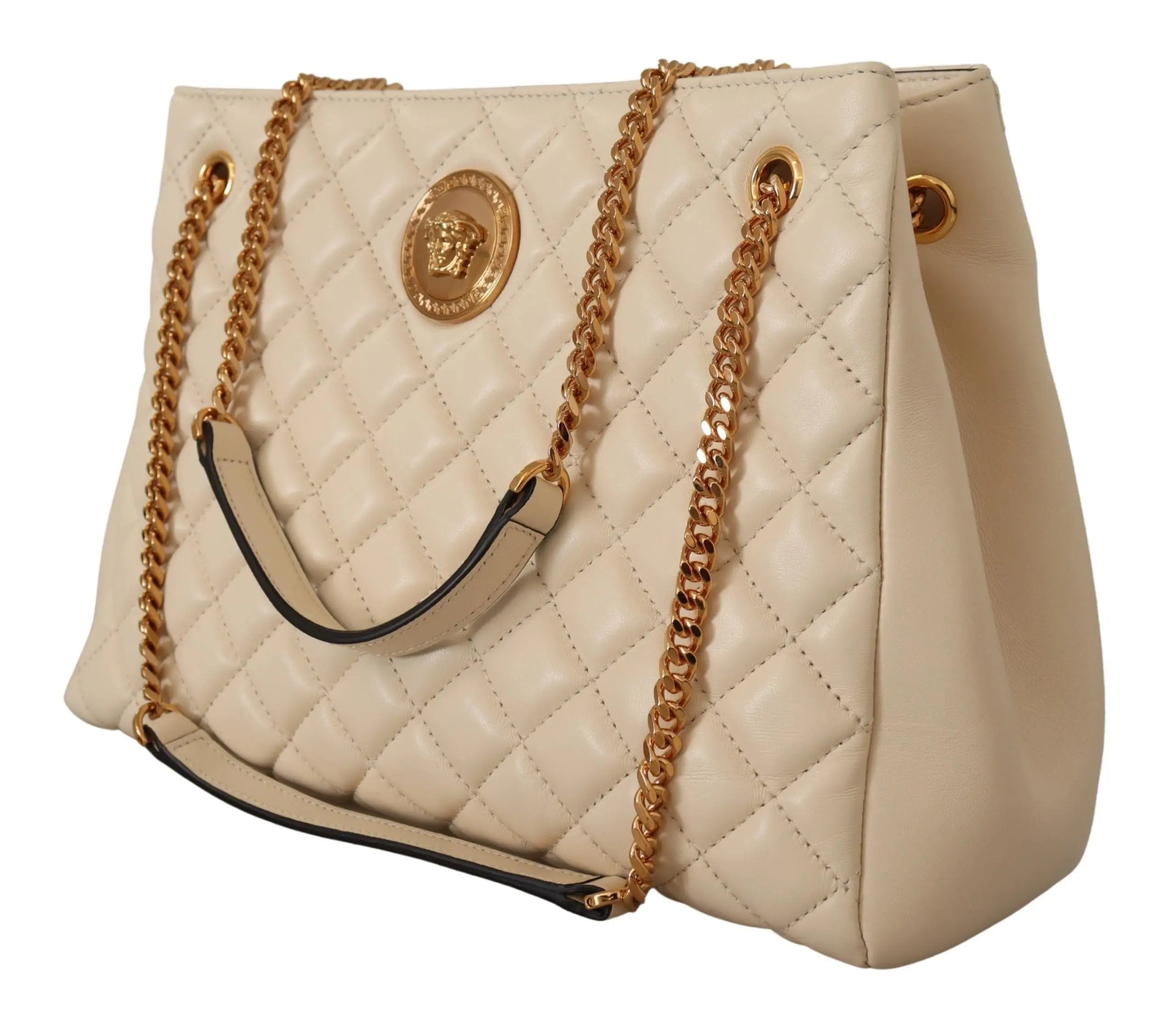 Sac cabas Versace en cuir blanc Versace