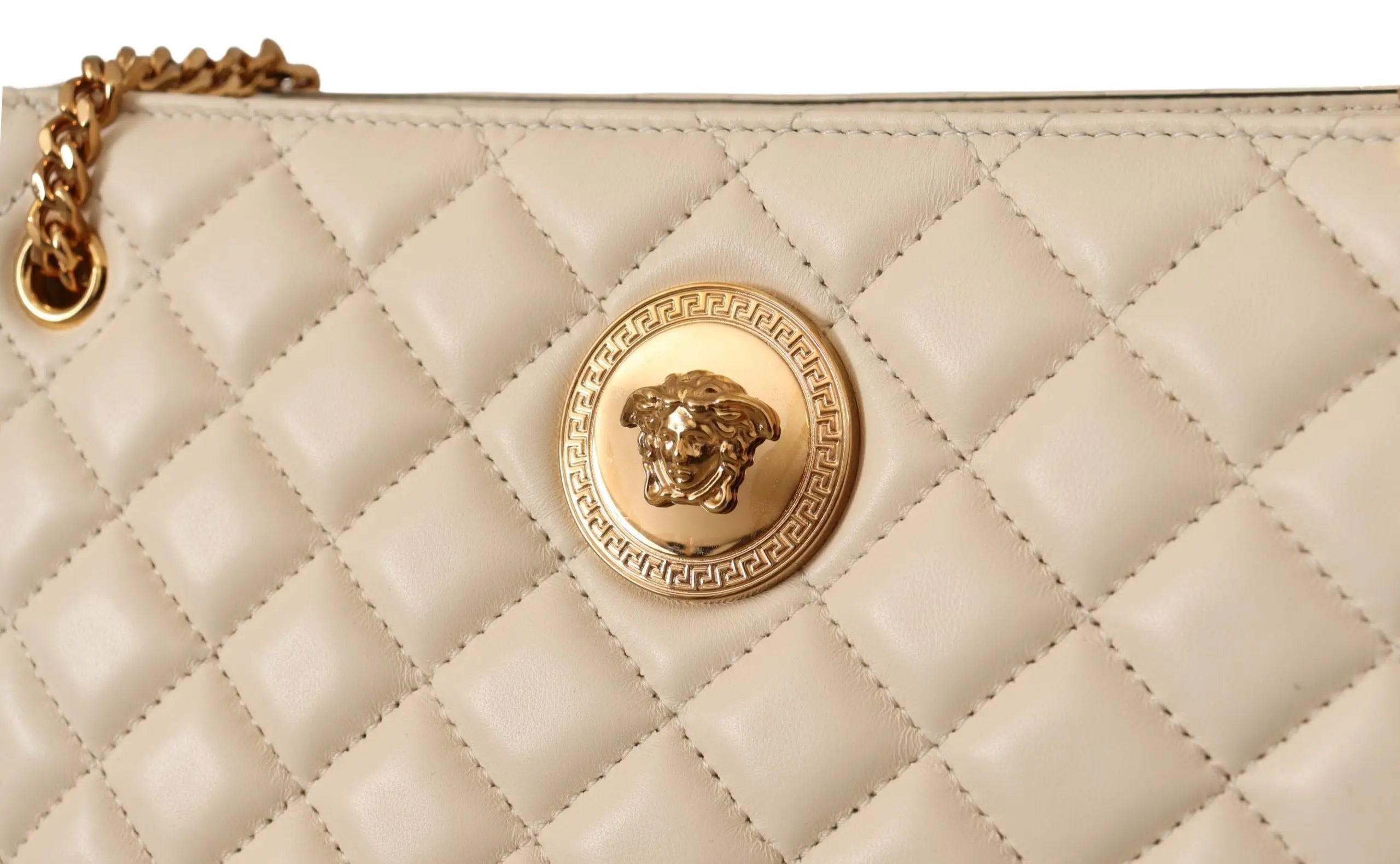 Sac cabas Versace en cuir blanc Versace