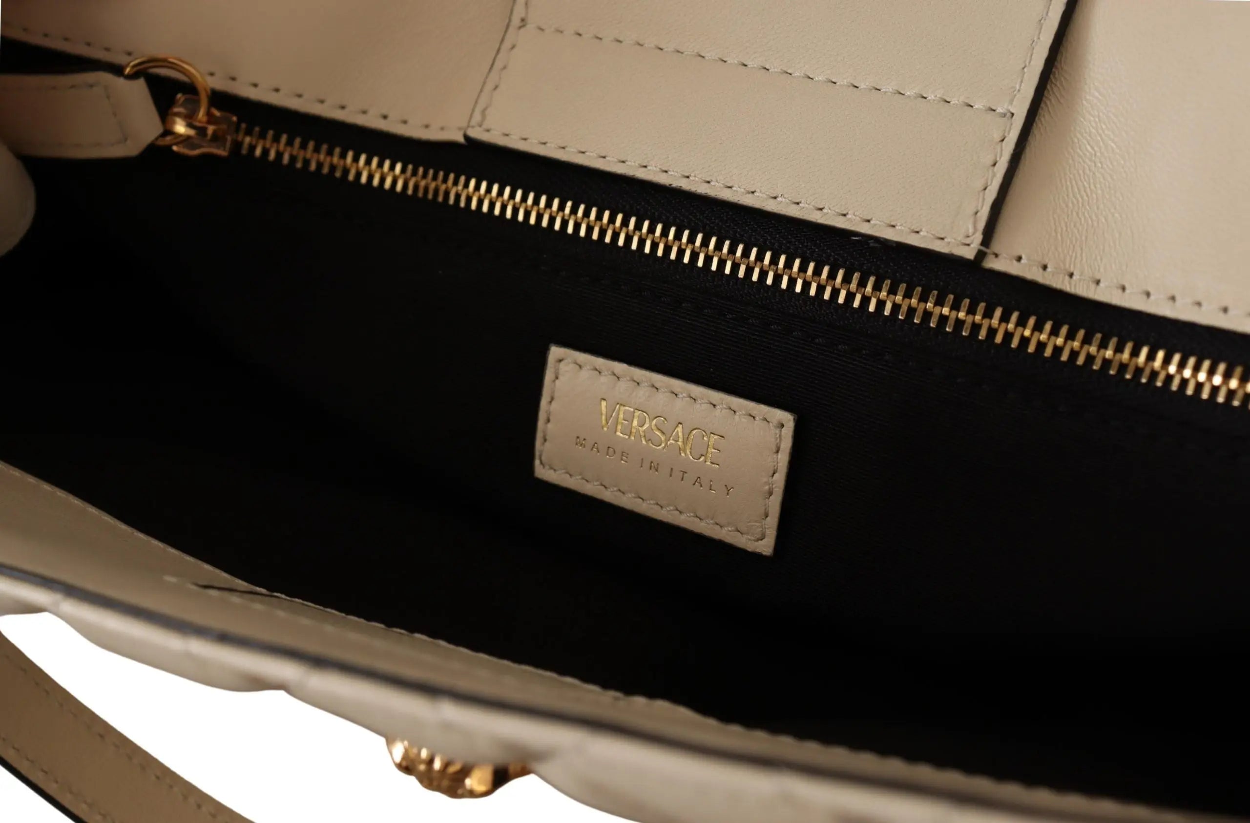 Sac cabas Versace en cuir blanc Versace