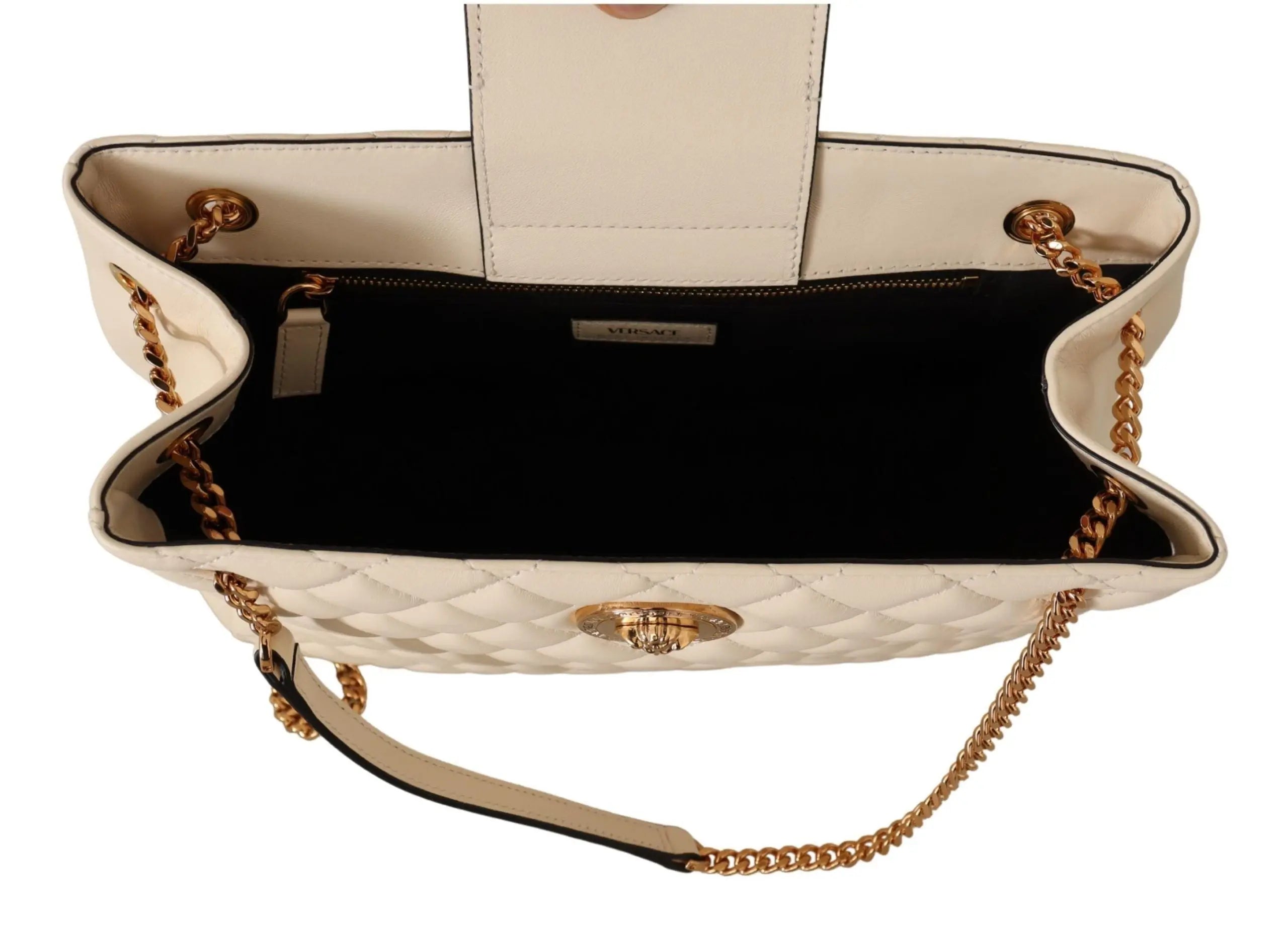 Sac cabas Versace en cuir blanc Versace