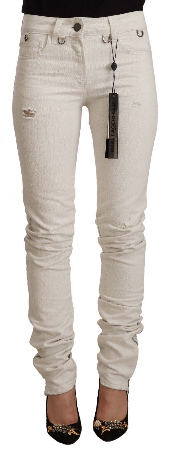 Jeans Karl Lagerfeld mi taille blancs
