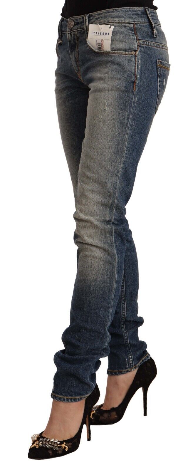 Jeans ACHT skinny bleu délavé