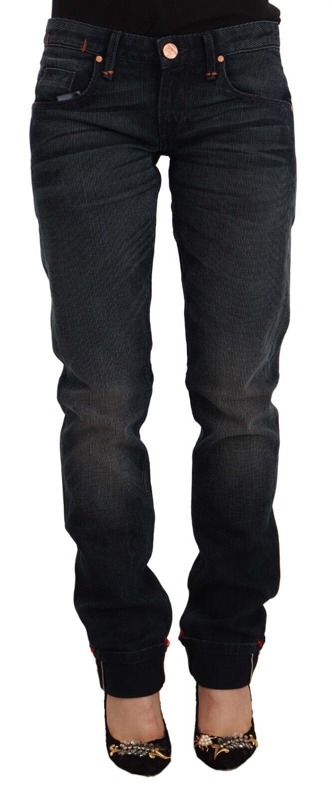 Jeans ACHT Low Waist noir délavé