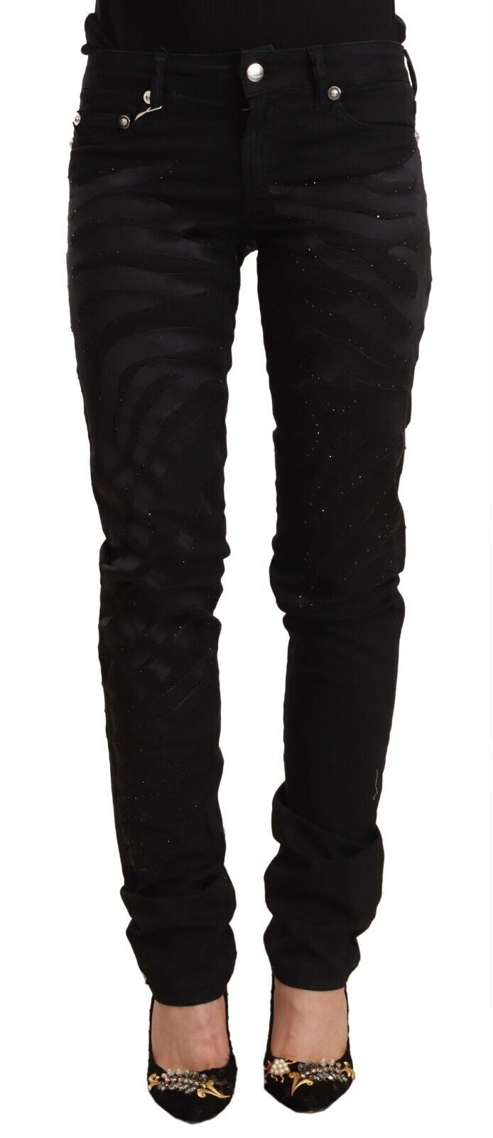 Jeans Just Cavalli mid waist noirs