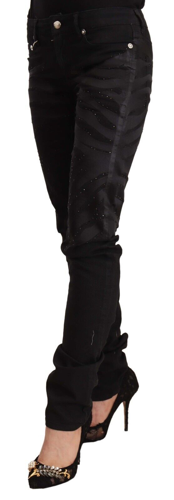 Jeans Just Cavalli mid waist noirs