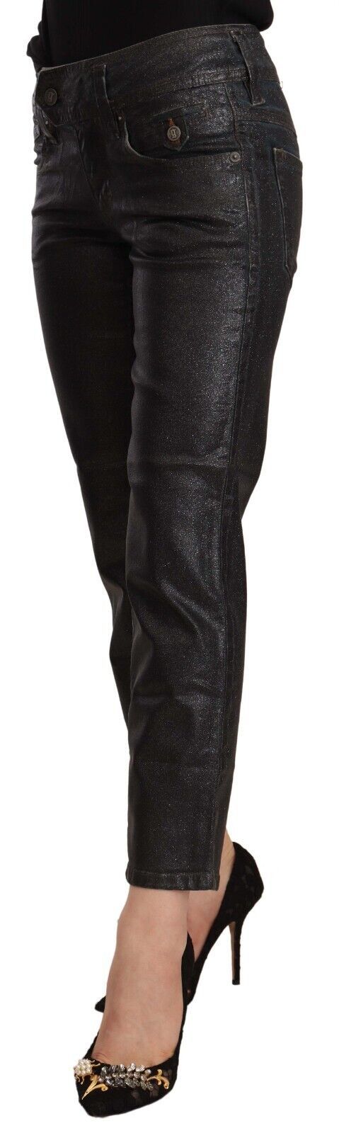 Pantalons Galliano mid waist noirs scintillants