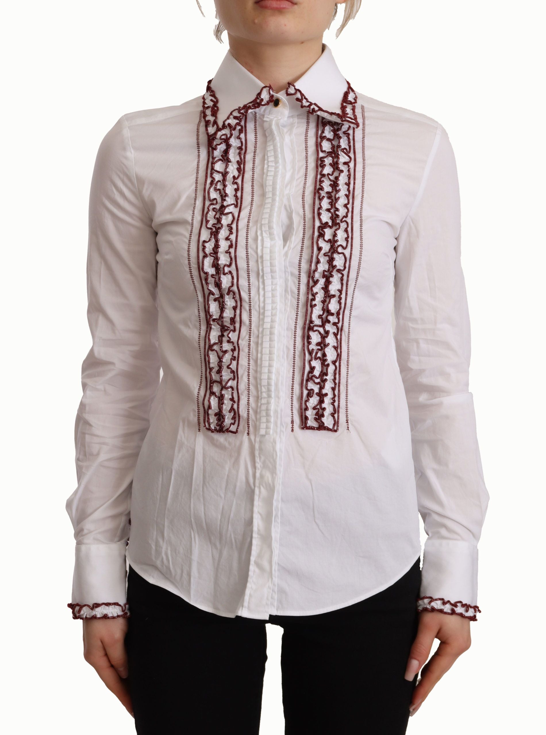 Chemise Dolce & Gabbana blanche à col froncé